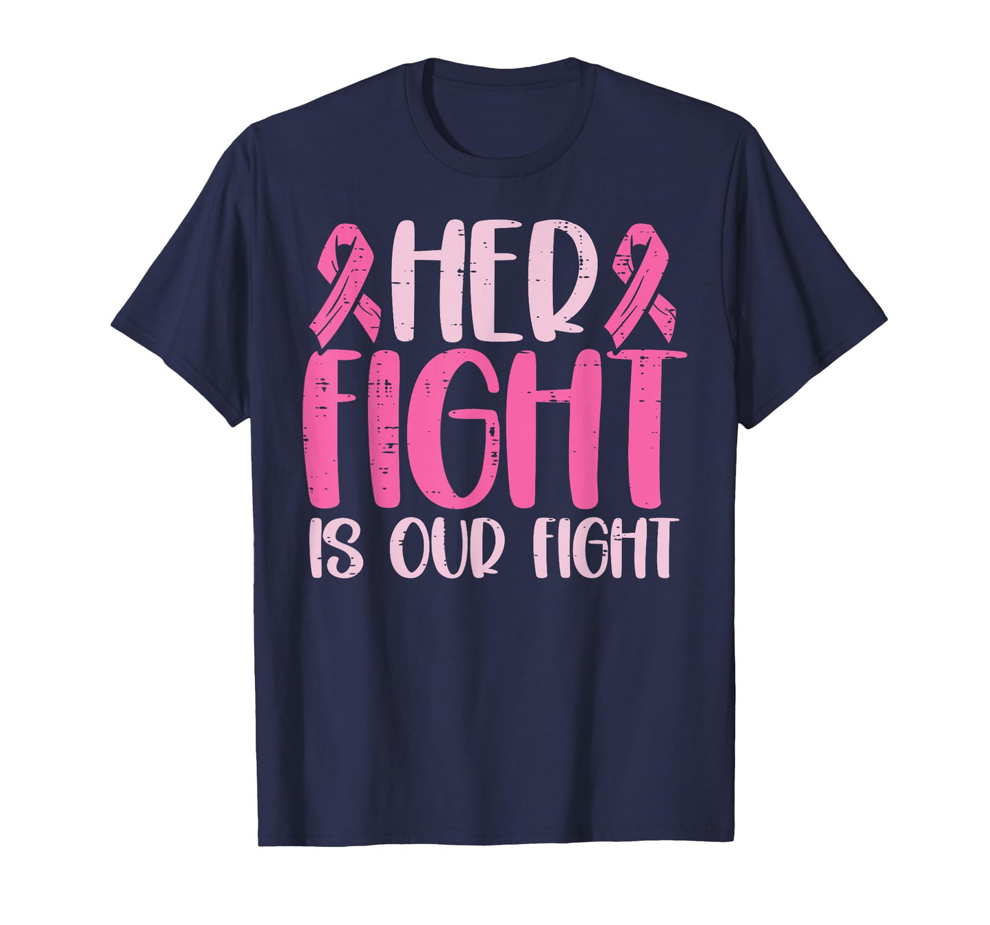 Her Fight Our Fight Family Breast Cancer Awareness Men Kid T-Shirt