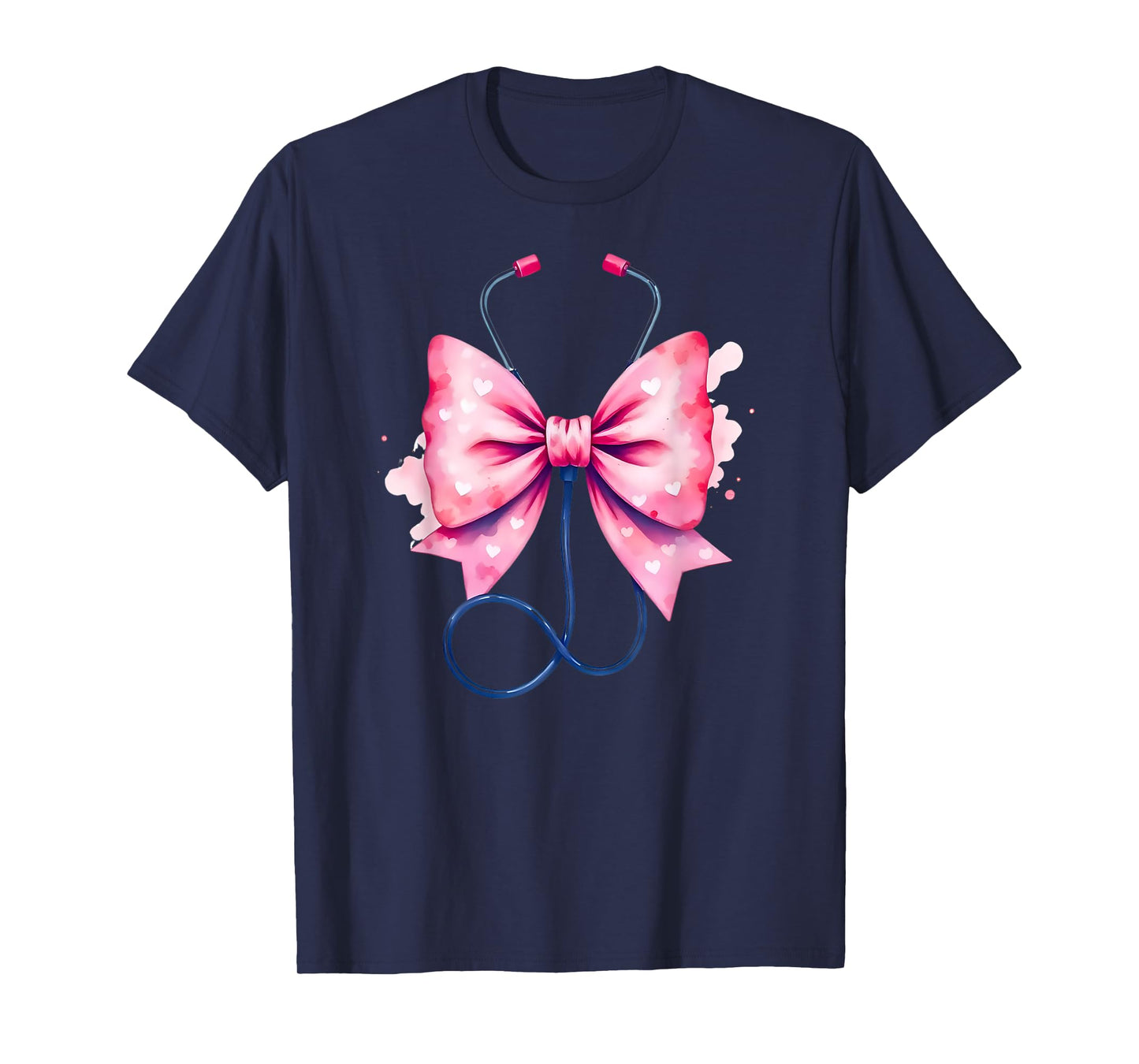 Pink Bow and Ribbon Cute Graphic For Girl Women Nurse T-Shirt