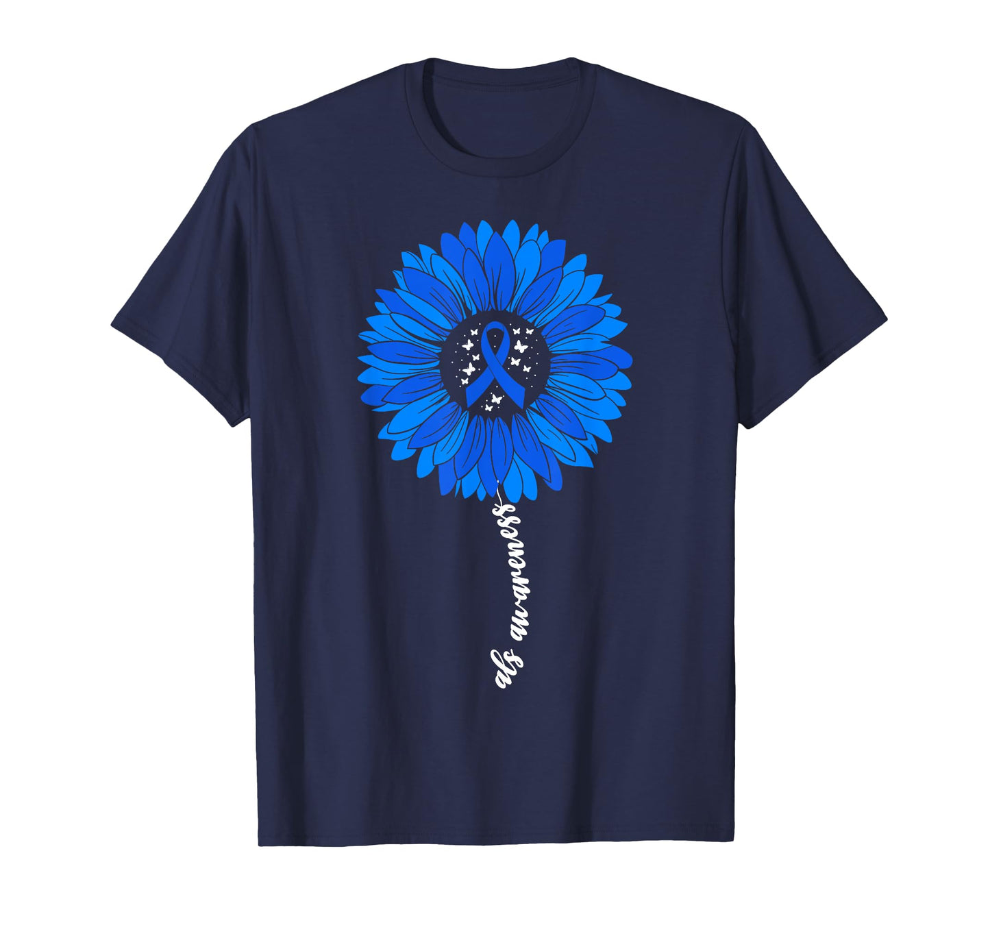 ALS Awareness Month Blue Women Support Ribbon ALS Awareness T-Shirt