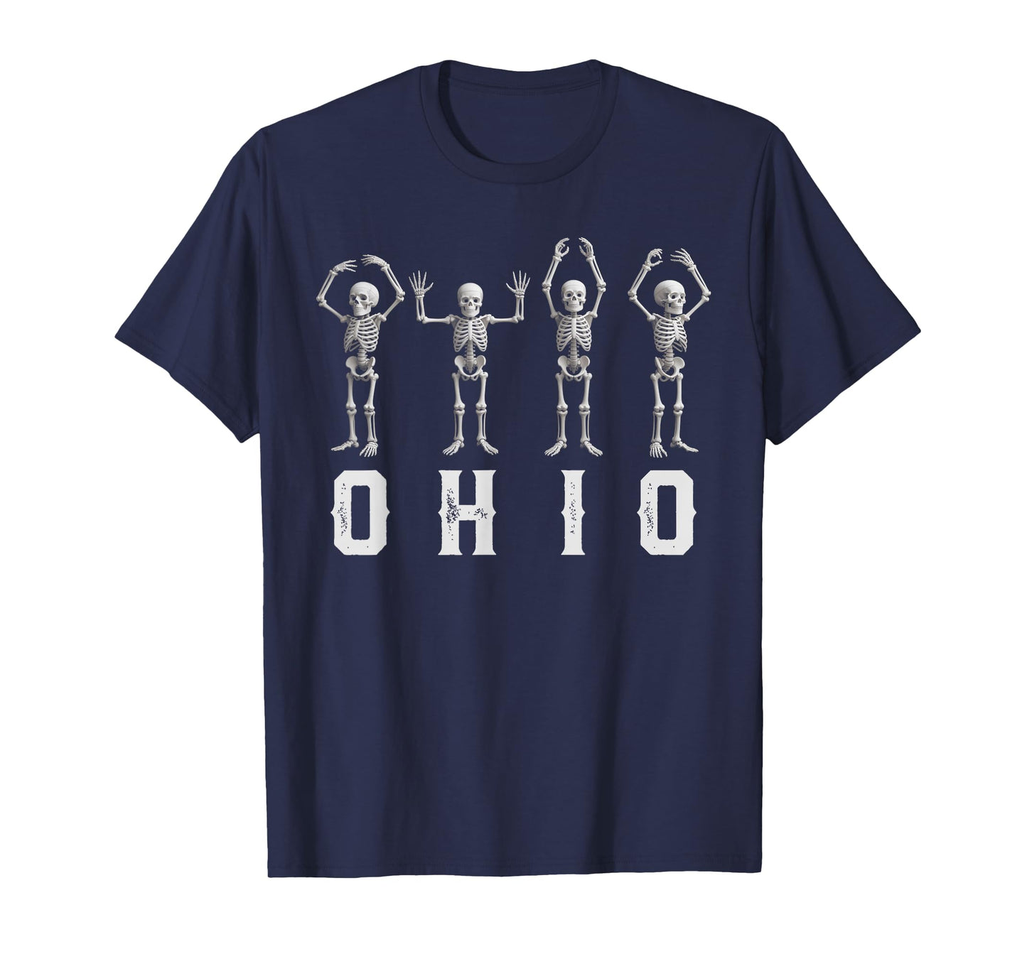 Funny O-H-I-O State Skeleton Ohio Vintage Halloween Women T-Shirt