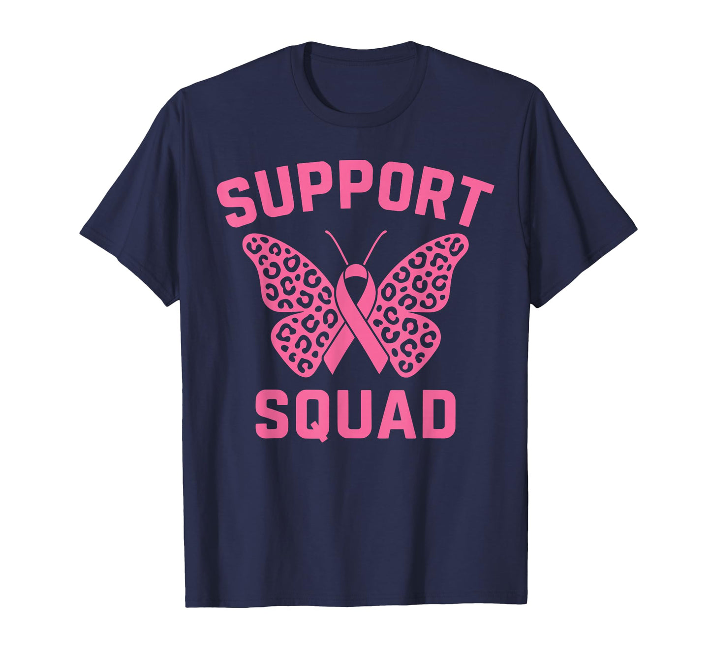 Breast Cancer Awareness Butterfly Support Squad Pink Ribbon T-Shirt