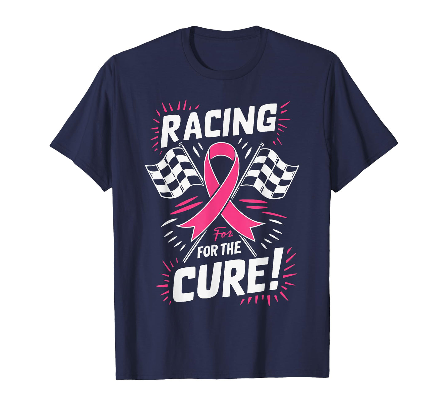 Pink Ribbon Breast Cancer Awareness Racing for a Cure T-Shirt