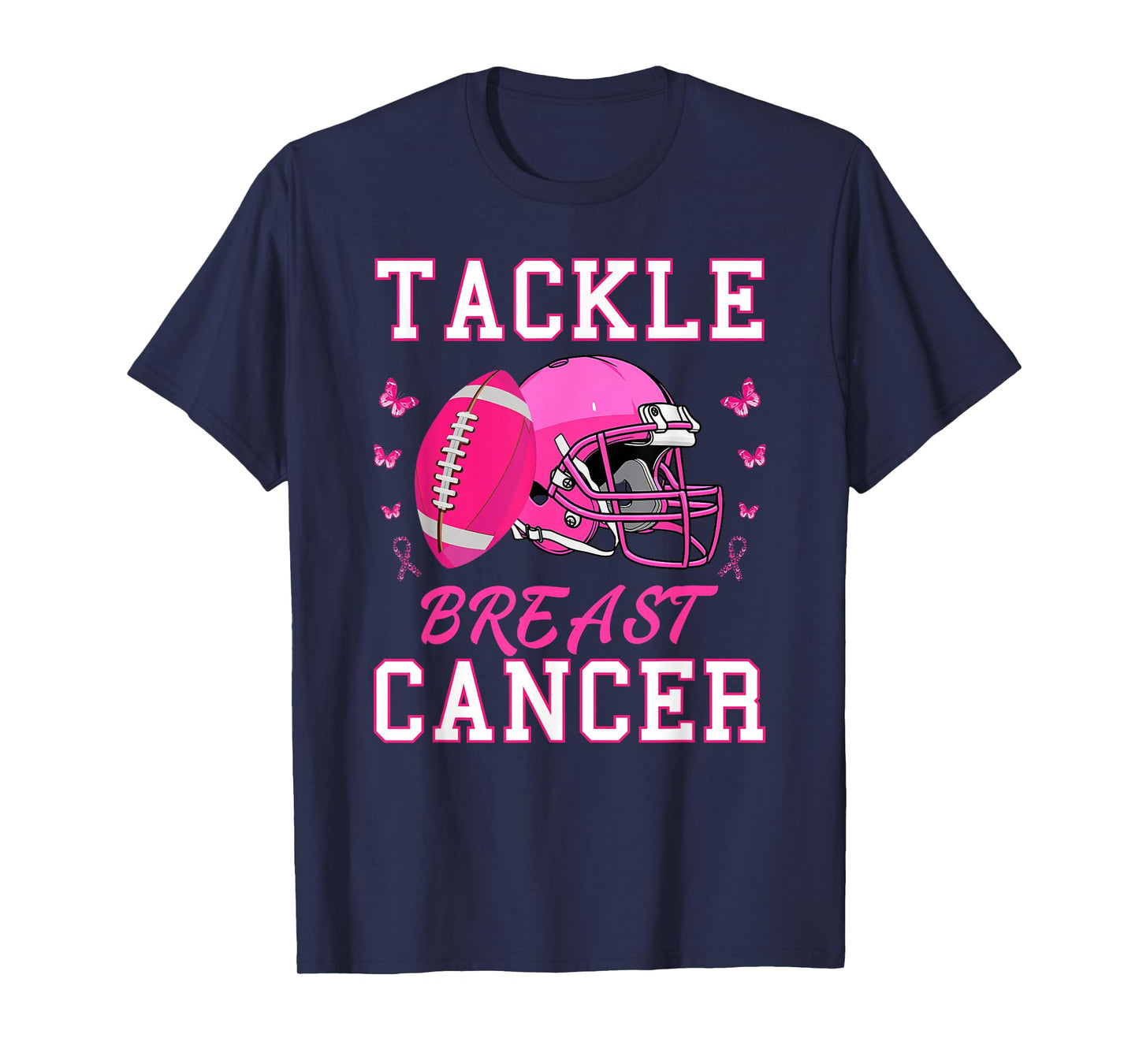 Tackle Breast Cancer Awareness Pink Ribbon Football T-Shirt