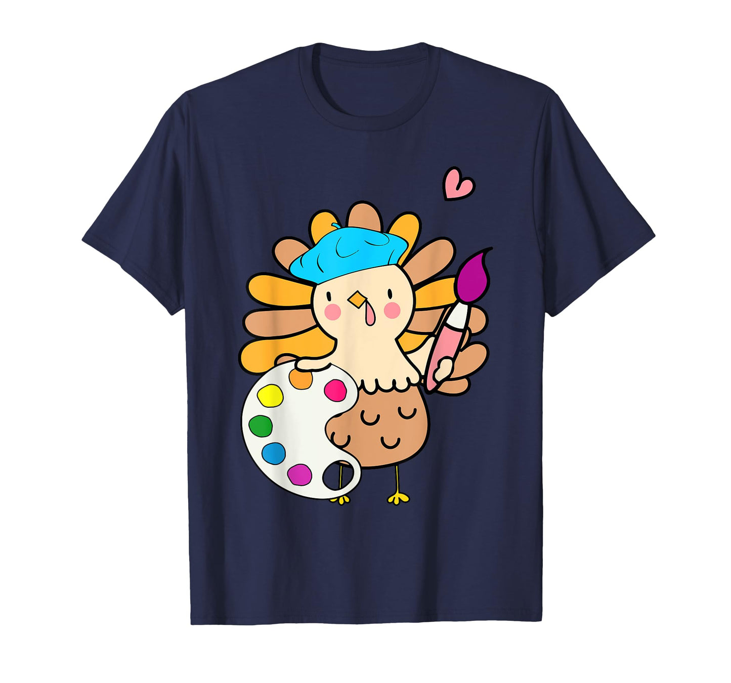Cute Turkey Art Teacher Thanksgiving Fall Painting Artist T-Shirt