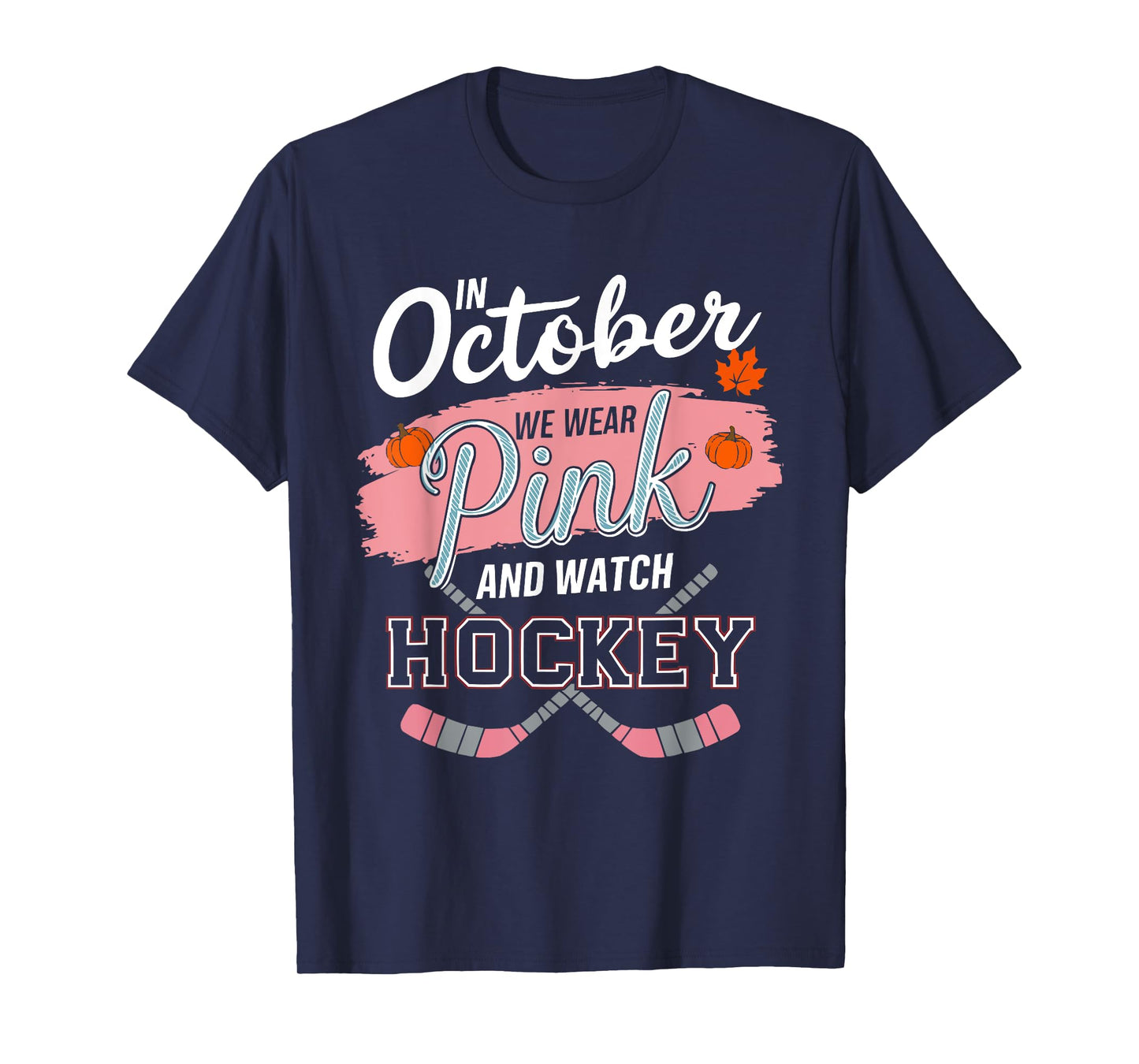 Ice Hockey Breast Cancer Awareness Month Pink Ribbon T-Shirt