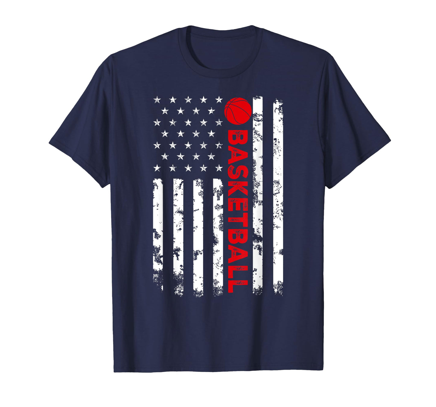USA Flag Vintage Distressed Tee American Flag Basketball T-Shirt