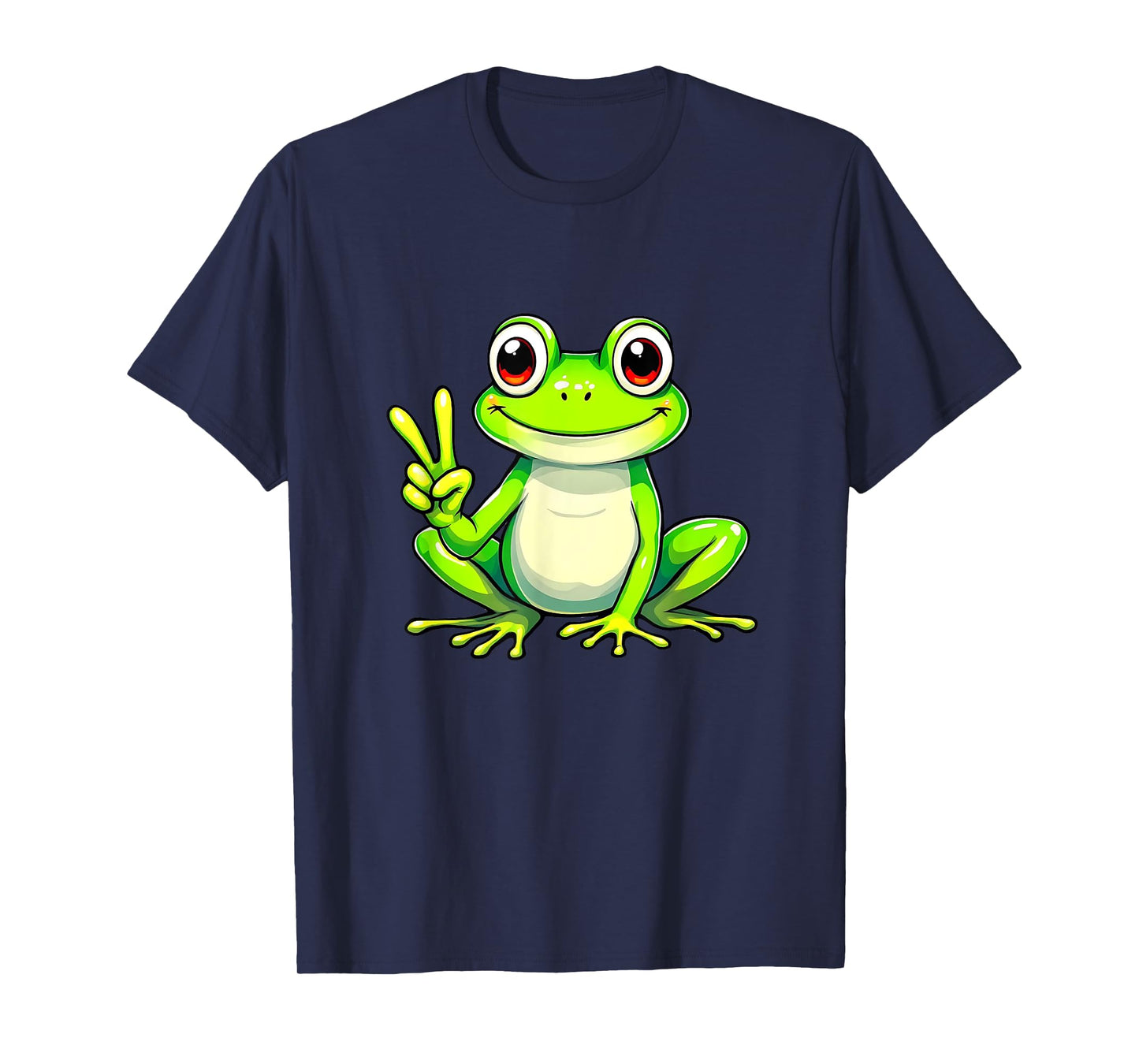 Funny Frog Peace Hand Sign Men Women Girls Boys Kids T-Shirt