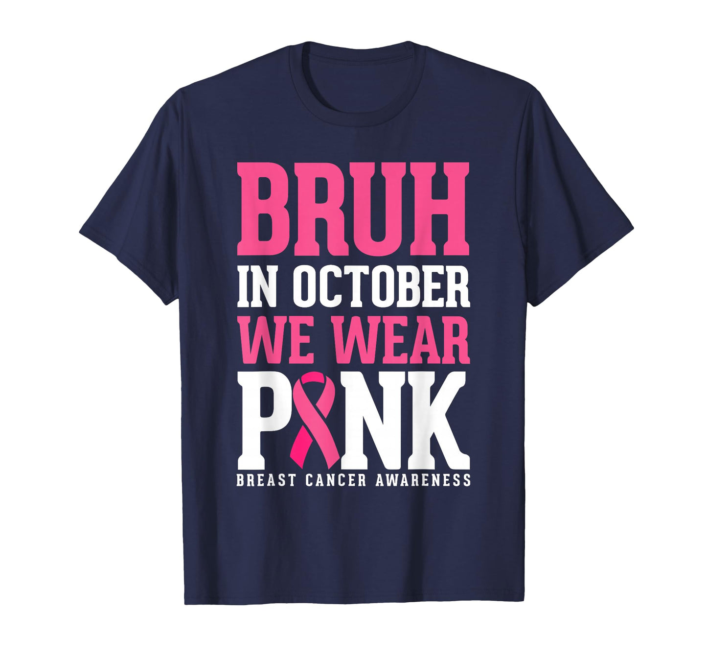 Bruh In October Wear Pink Breast Cancer Awareness Kids Boys T-Shirt
