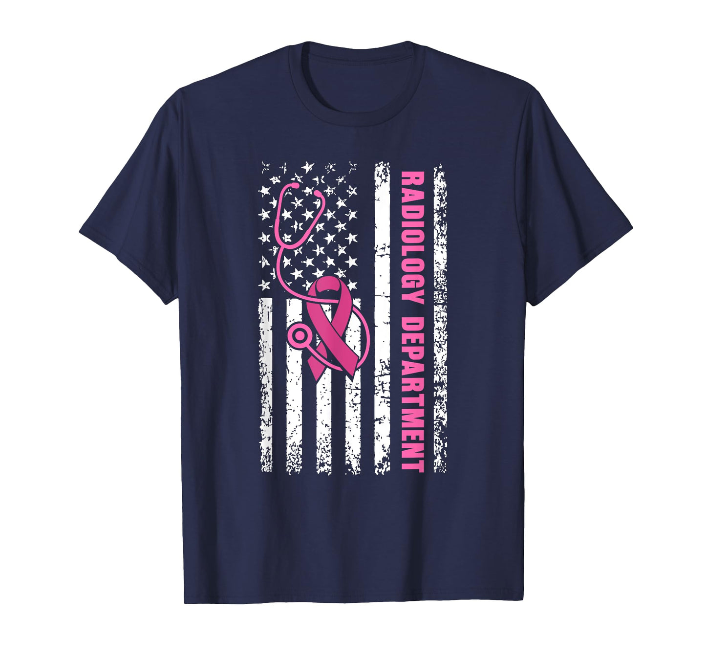 Radiology Department Breast Cancer Awareness USA Flag Nurse T-Shirt