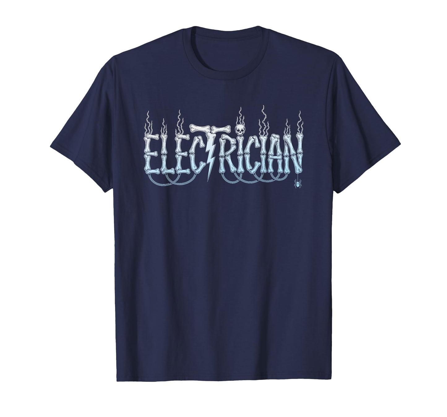 Electrician Skull and Bone Lettering Skeleton Halloween T-Shirt