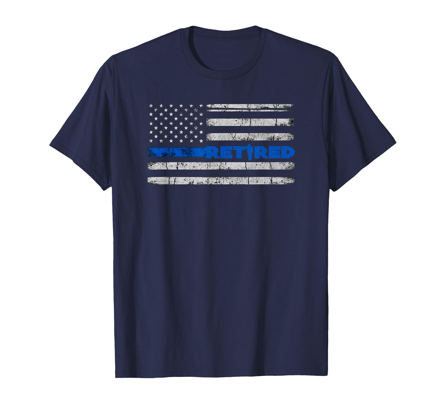 Support Our Law Enforcement Tees 2018 Retired Police Officer Thin Blue Line Flag Retirement T-Shirt - Black, Unisex, Short Sleeve, Classic Fit, Crew Neck, T-Shirt, Size: Small