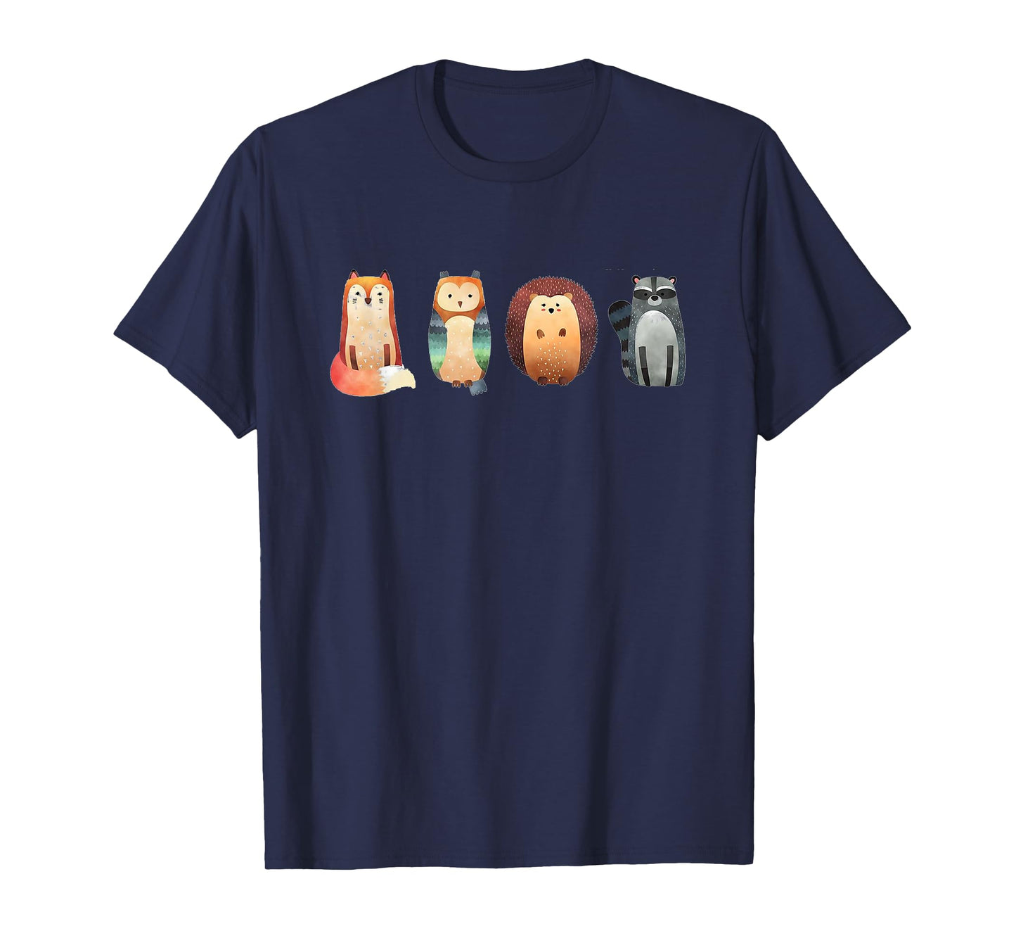 Cute Woodland Creatures Fox Owl Hedgehog Racoon T-Shirt
