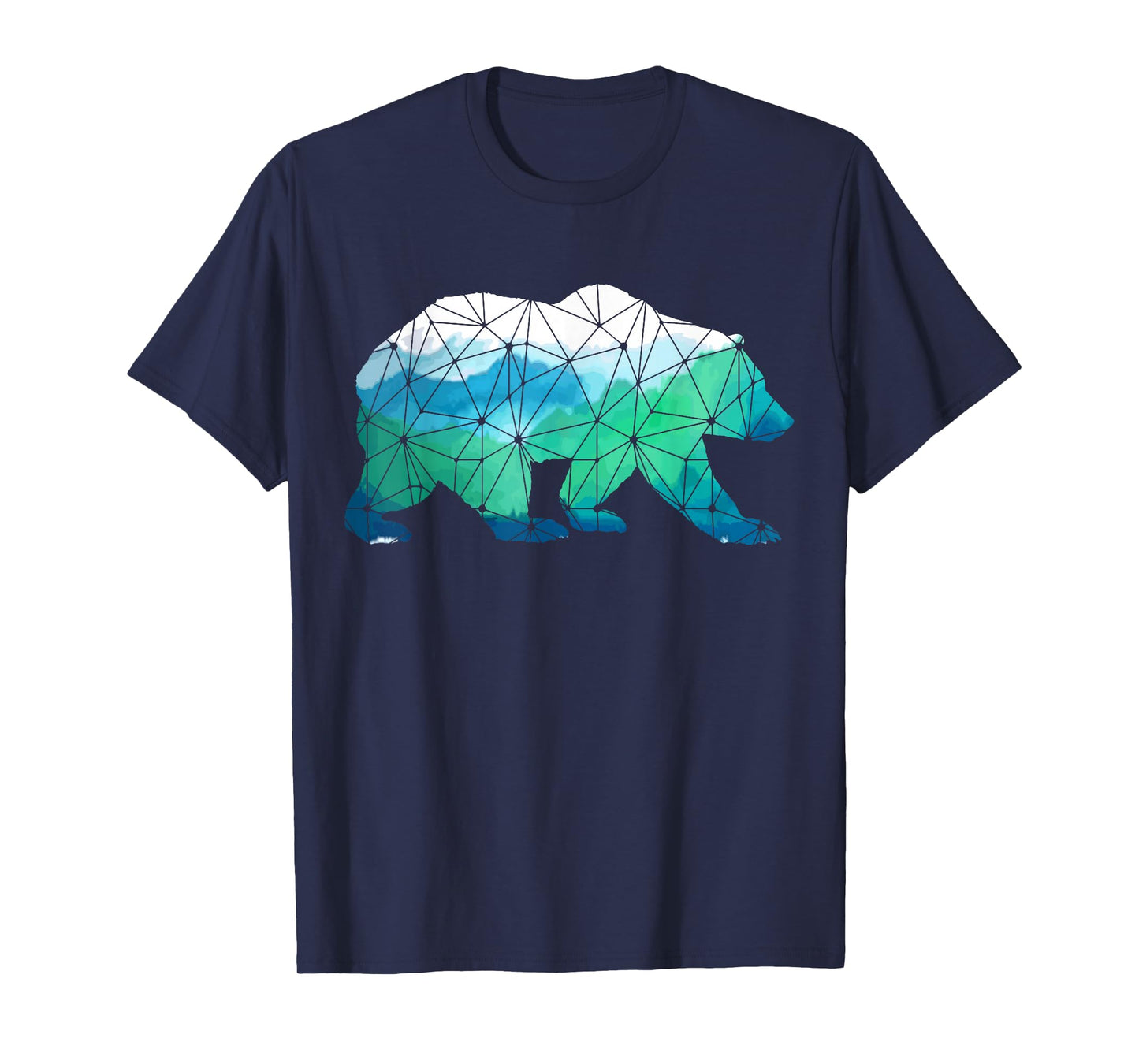 Bear Low Poly Mountains Grizzly Hiking Camping Camper Gift T-Shirt