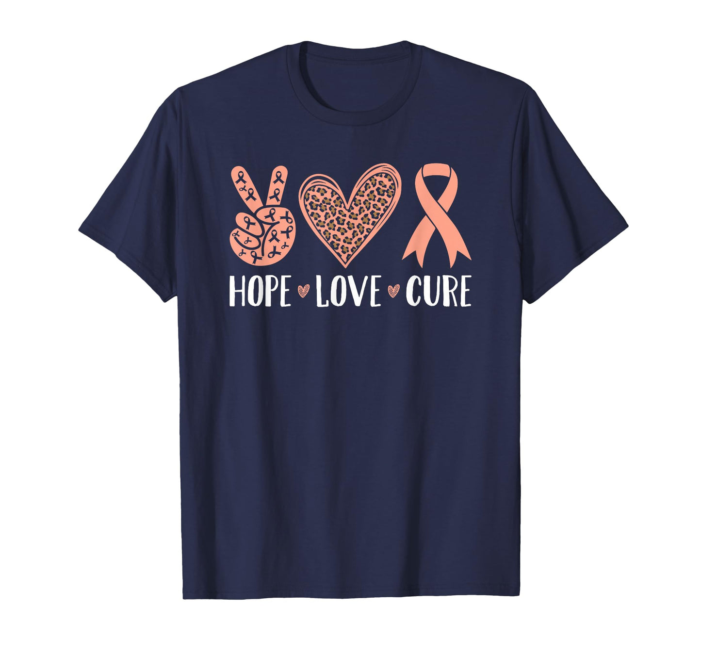 Endometrial Cancer Peach Ribbon Uterine T-Shirt