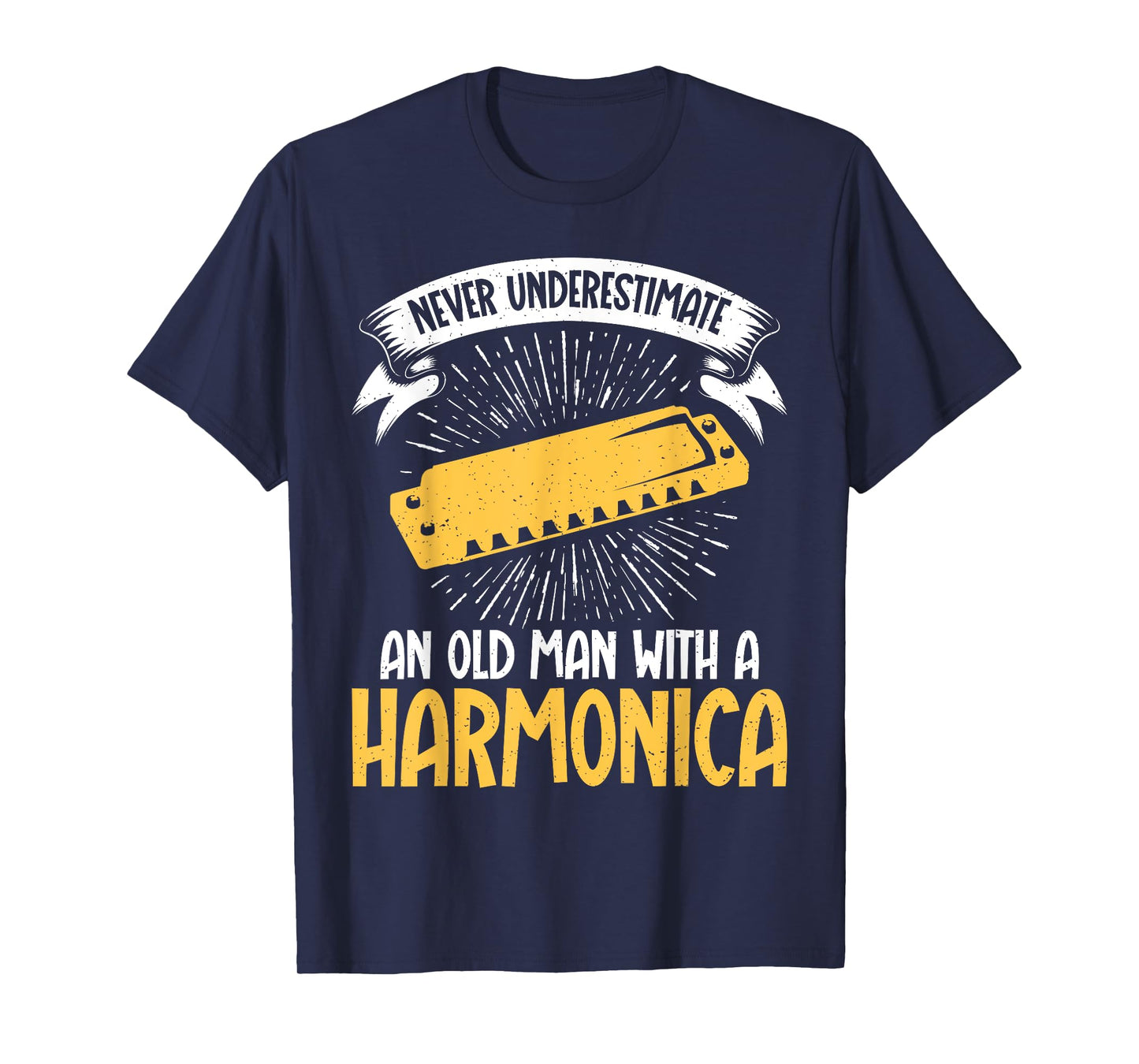 Never underestimate an old Man with a Harmonica T-Shirt