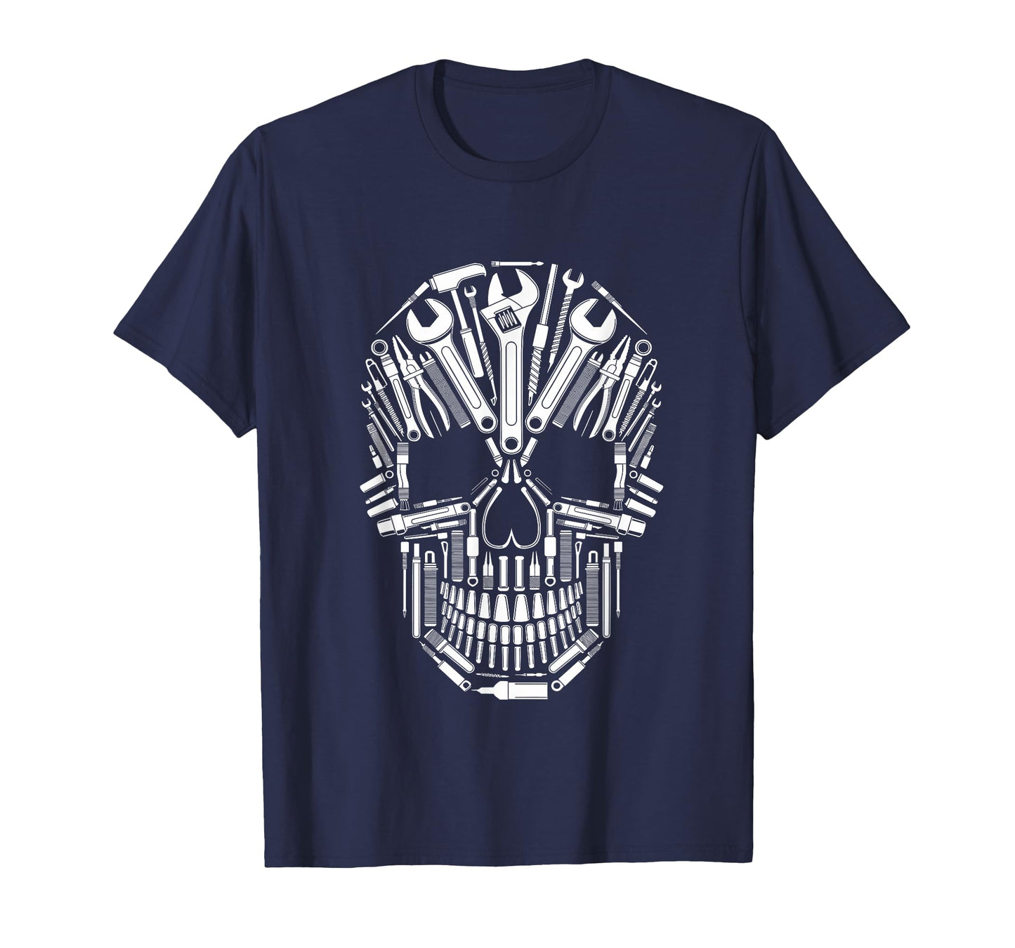 Skeleton Skull Car Mechanic Tools Garage Halloween Costume T-Shirt