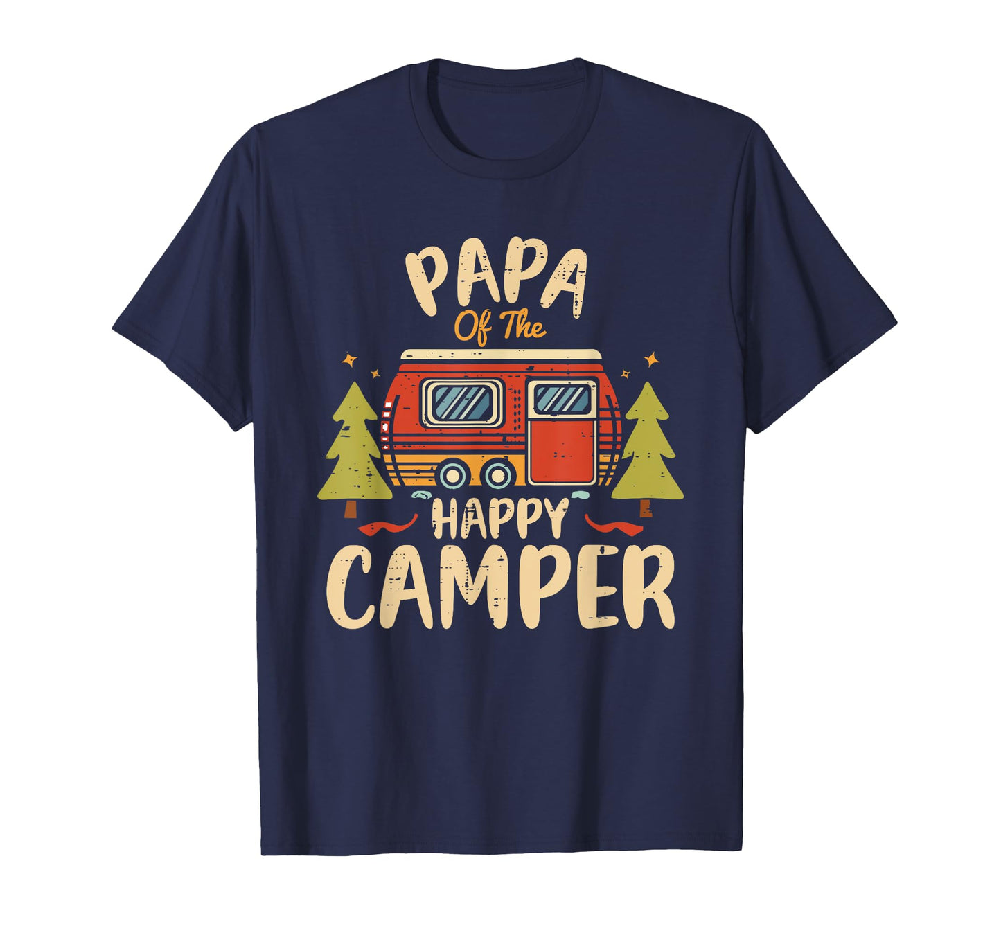 Papa of Happy Camper 1st Birthday Party Retro Papa T-Shirt