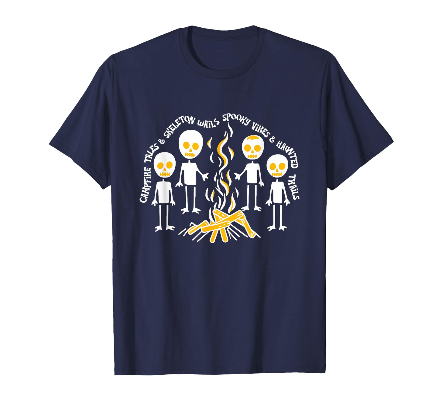 Skeleton Campfire Halloween Spooky Camping Crew Skeleton T-Shirt