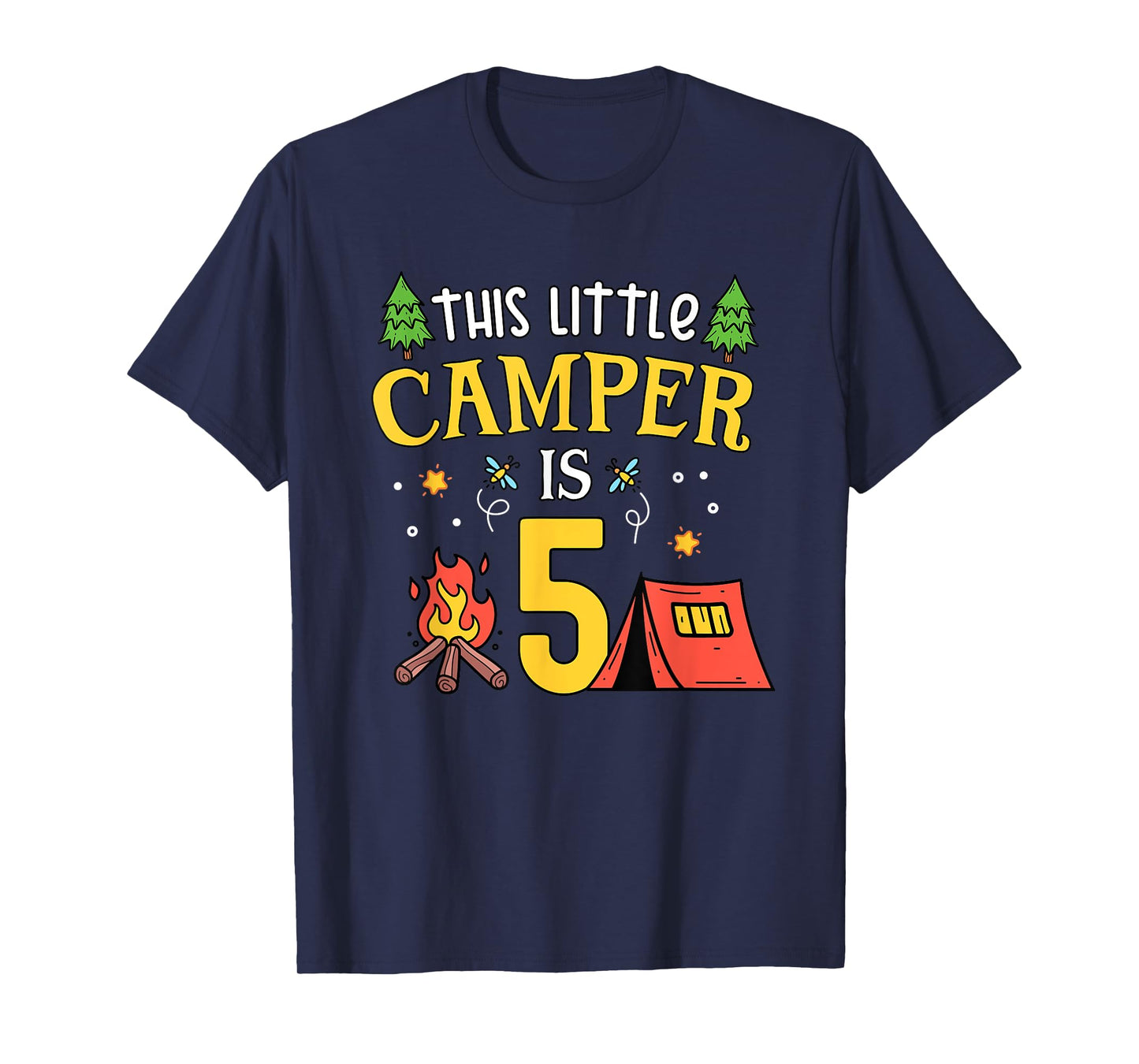 5th Birthday Little Camper Five Years Old Camping Party T-Shirt