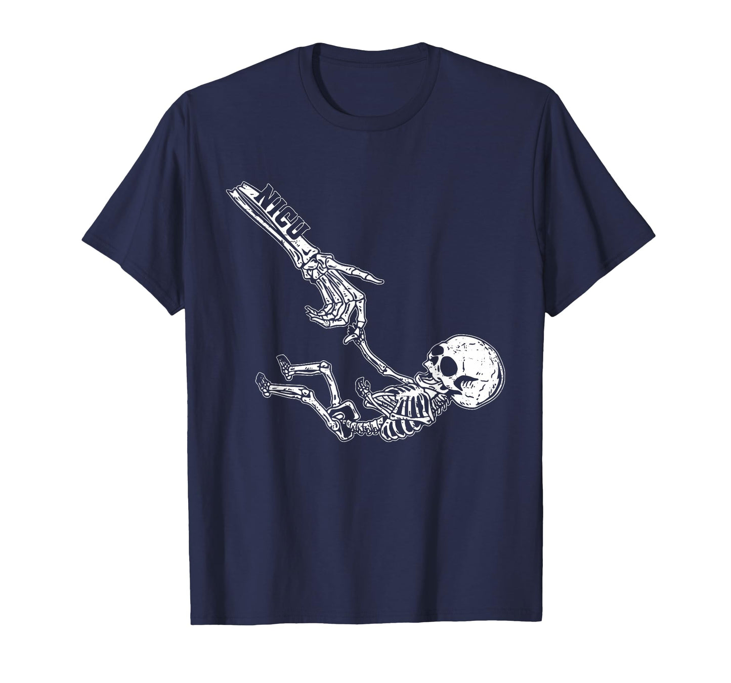 Retro NICU Skeletons Holding Hands Funny Halloween Nurse T-Shirt