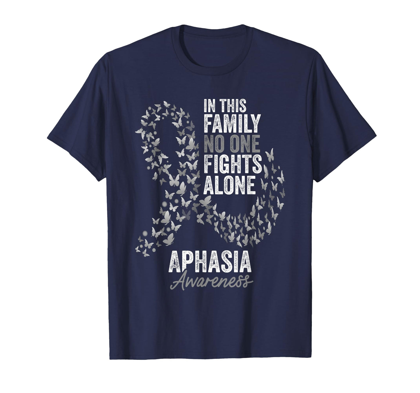 Aphasia Awareness Month Butterflies Gray Ribbon T-Shirt