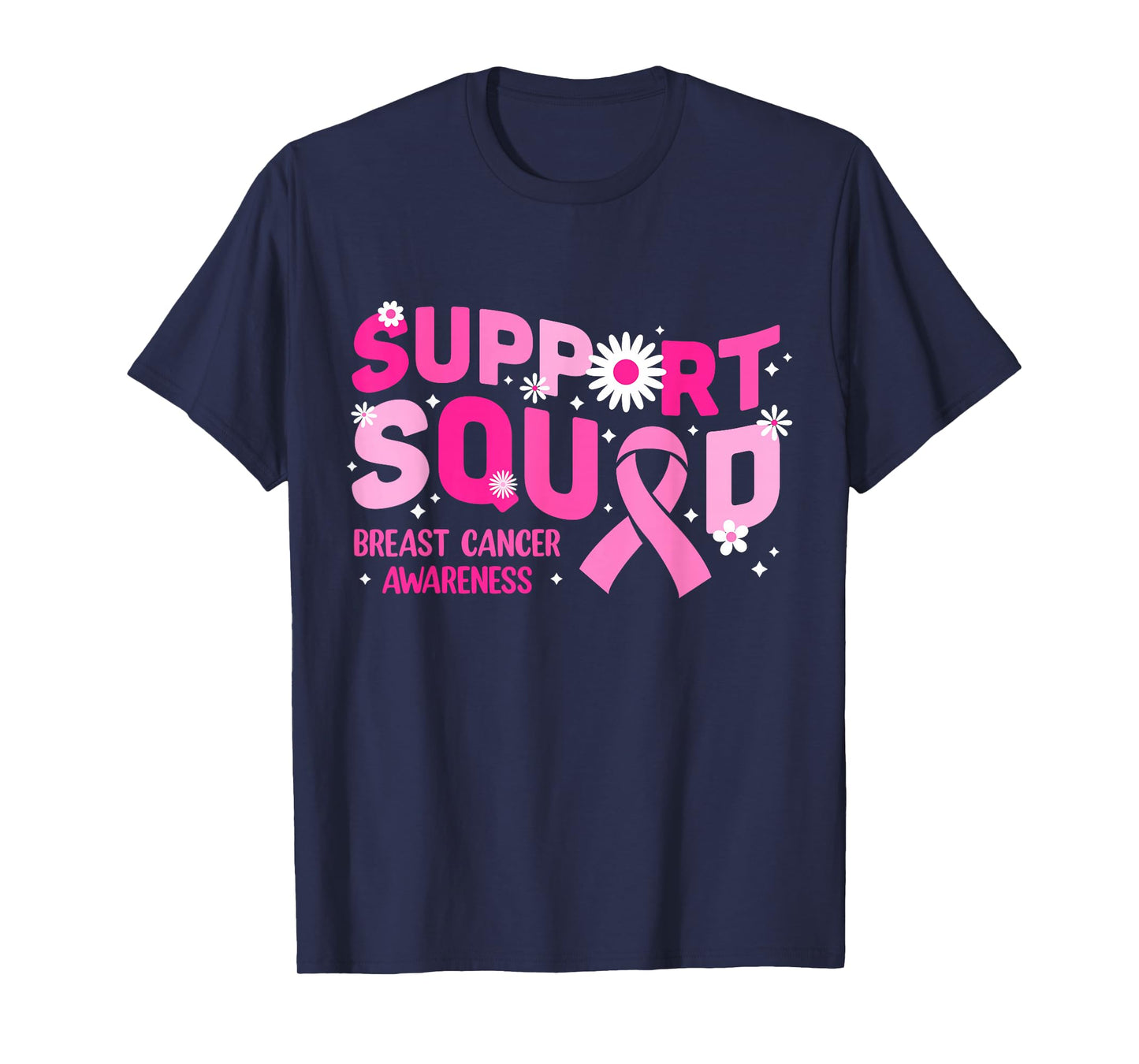 Pink Ribbon Support Squad Breast Cancer Awareness Women Girl T-Shirt