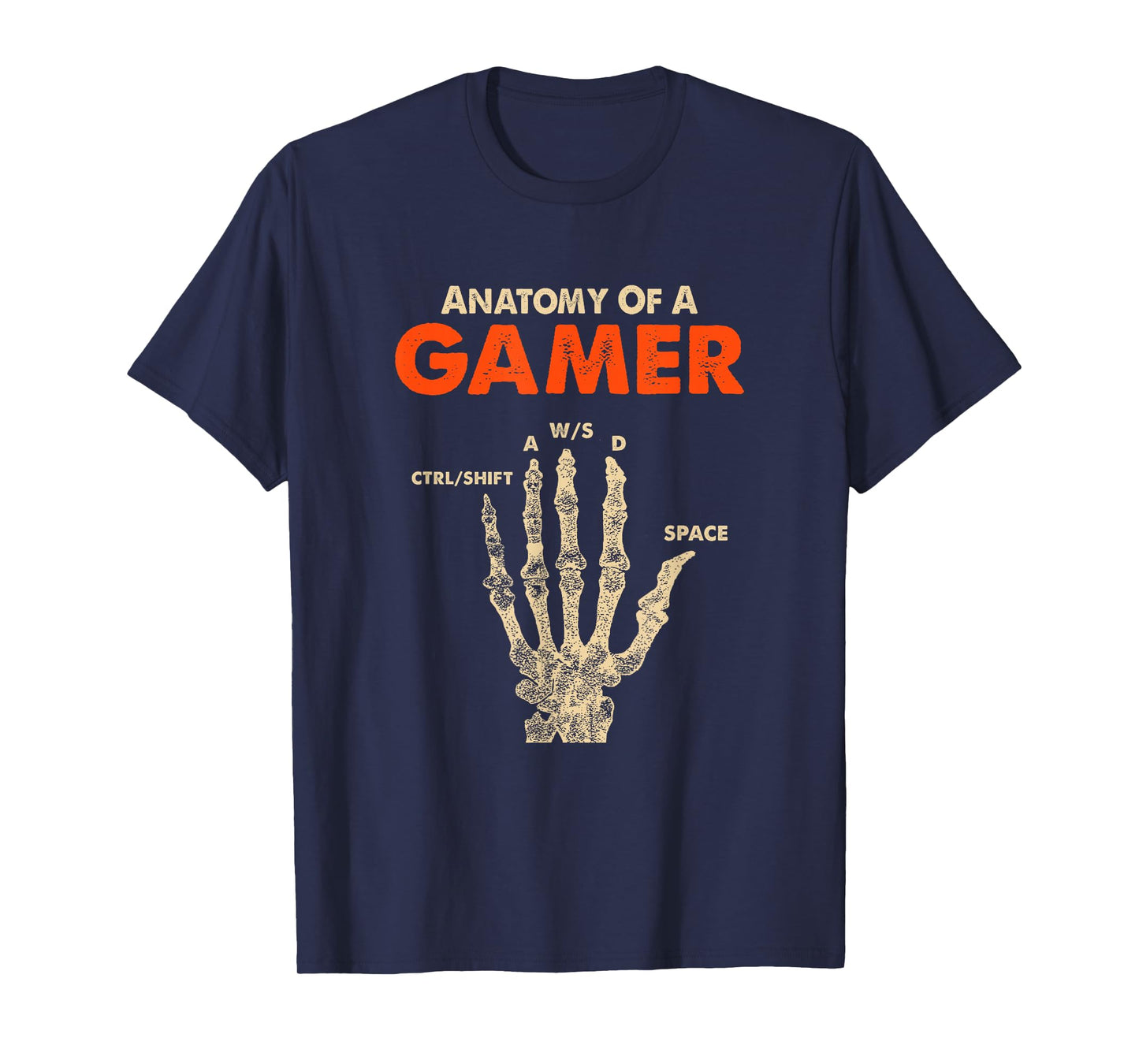 Anatomy of A Gamer Skeleton Hand Funny Video Gaming T-Shirt