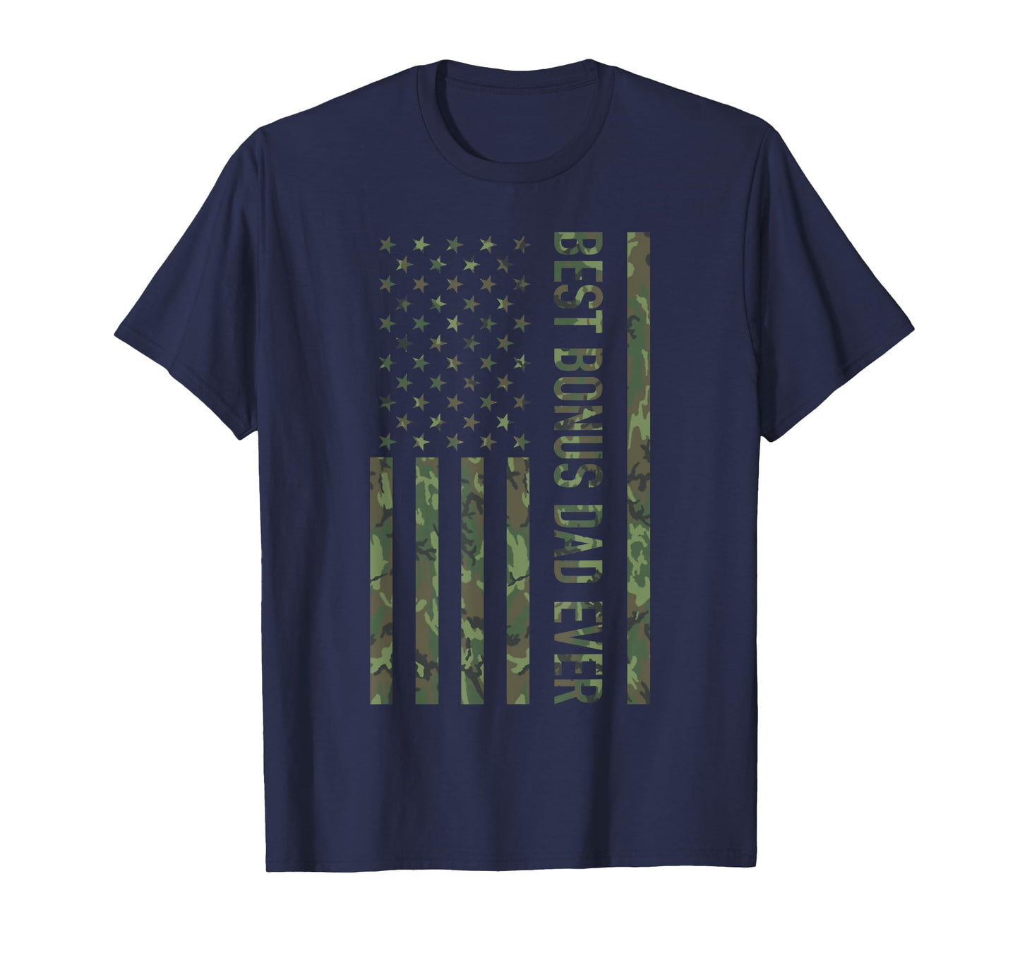 Best bonus dad ever US american military camouflage flag T-Shirt