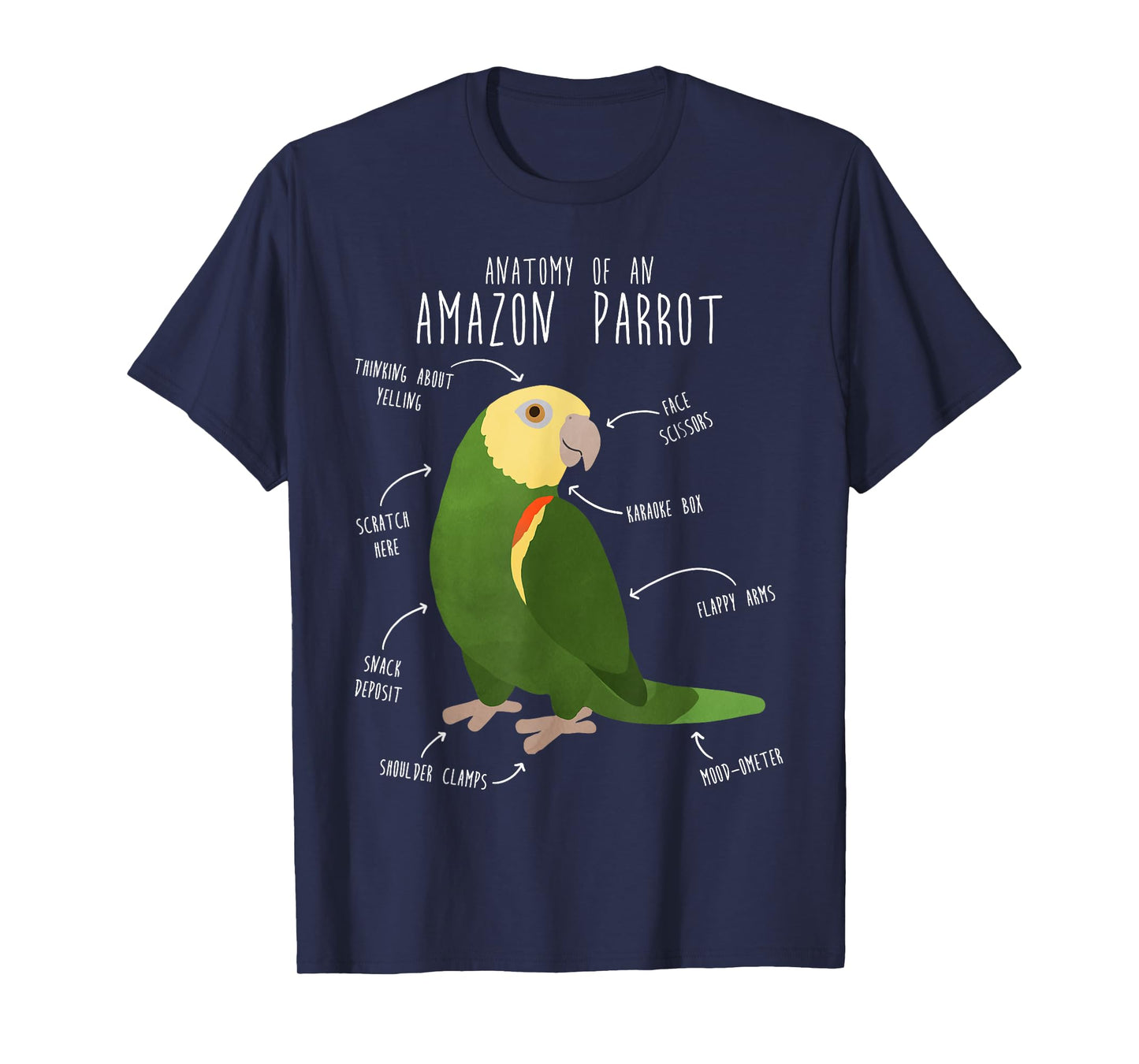 Amazon Parrot Anatomy, Cute Funny Pet Double Yellow Bird T-Shirt