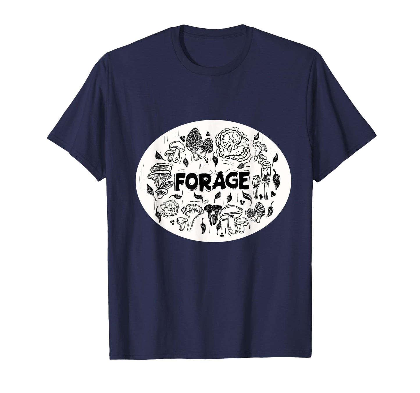 FORAGE ~ Mushroom Foraging ~ Chanterelle Morel ~ Linocut T-Shirt