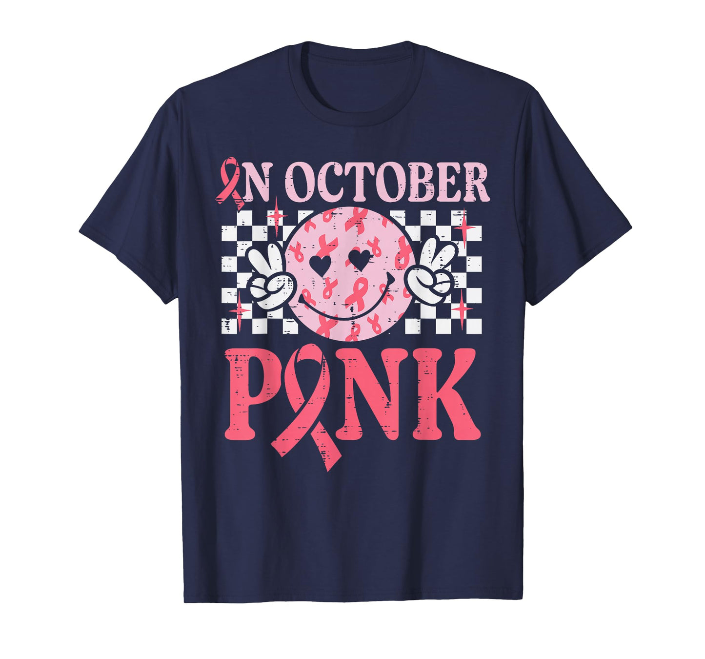 Breast Cancer Smile October Wear Pink Aware Women Men Kids T-Shirt