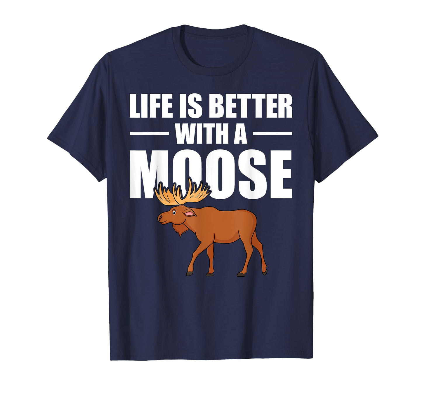 Funny Moose Design For Men Women Boys Mammal Animal Apparel T-Shirt, Black