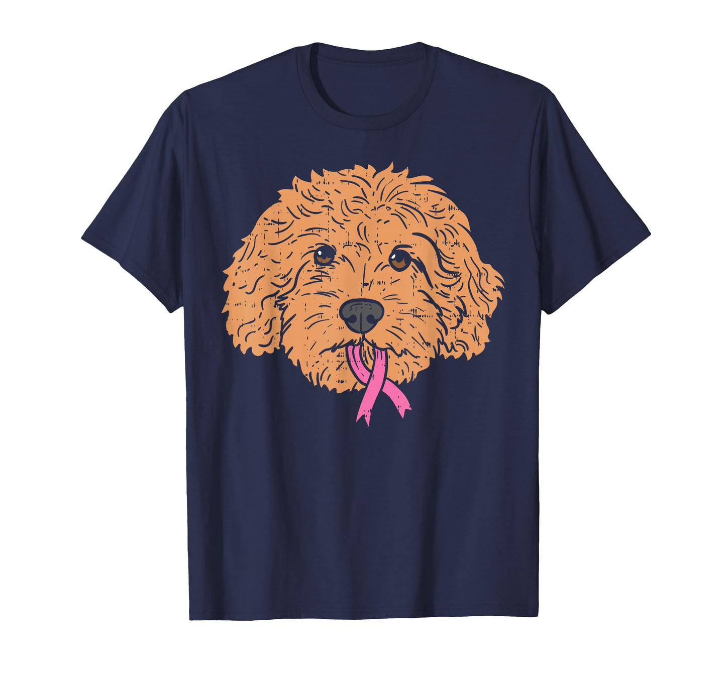 Goldendoodle Dog Ribbon Breast Cancer Awareness Support Gift T-Shirt
