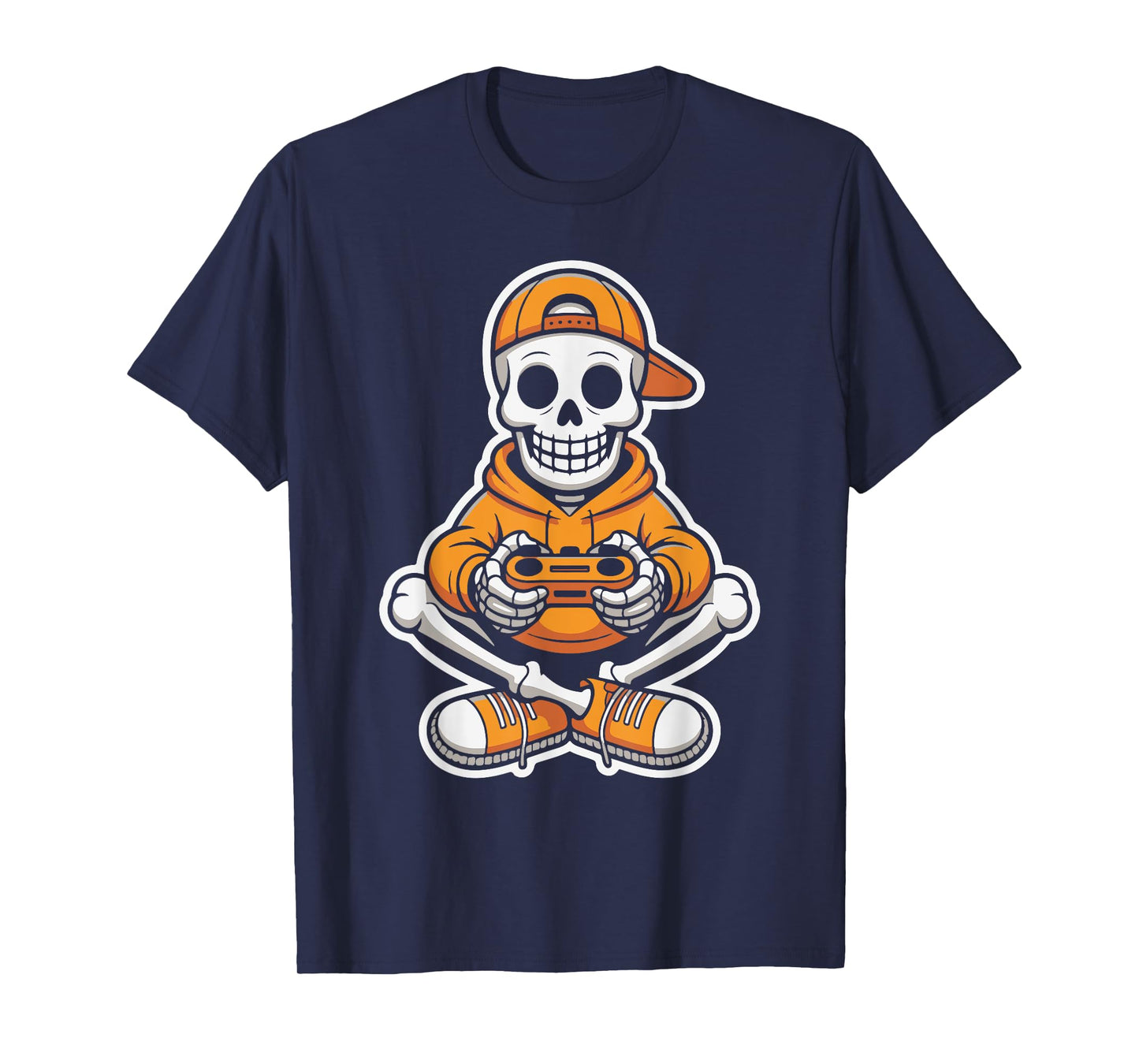 Funny Skeleton Gamer Halloween Spooky Boys Video Gaming Fun T-Shirt
