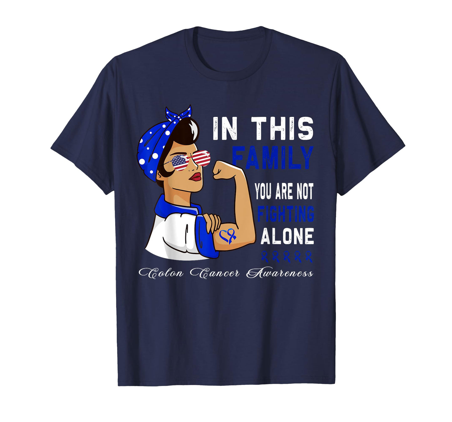 Blue Ribbon Fighter Family Women bandana Colon Cancer T-Shirt