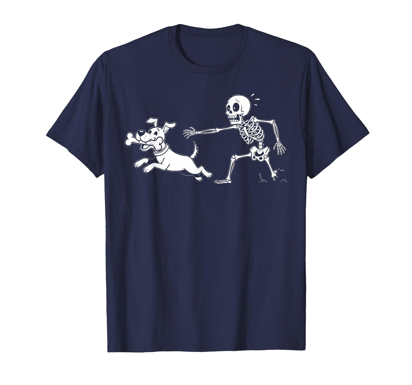 Skeleton Dog Halloween Funny Skeleton Chasing Dog Costume T-Shirt
