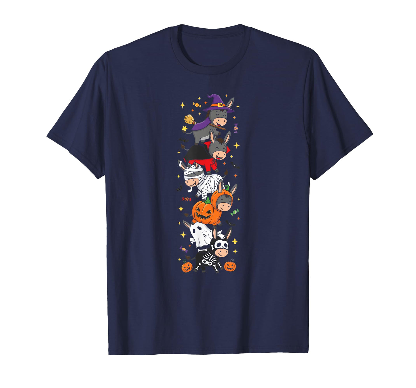 Funny Donkey Witch Vampire Ghost Halloween Kids Mens Womens T-Shirt