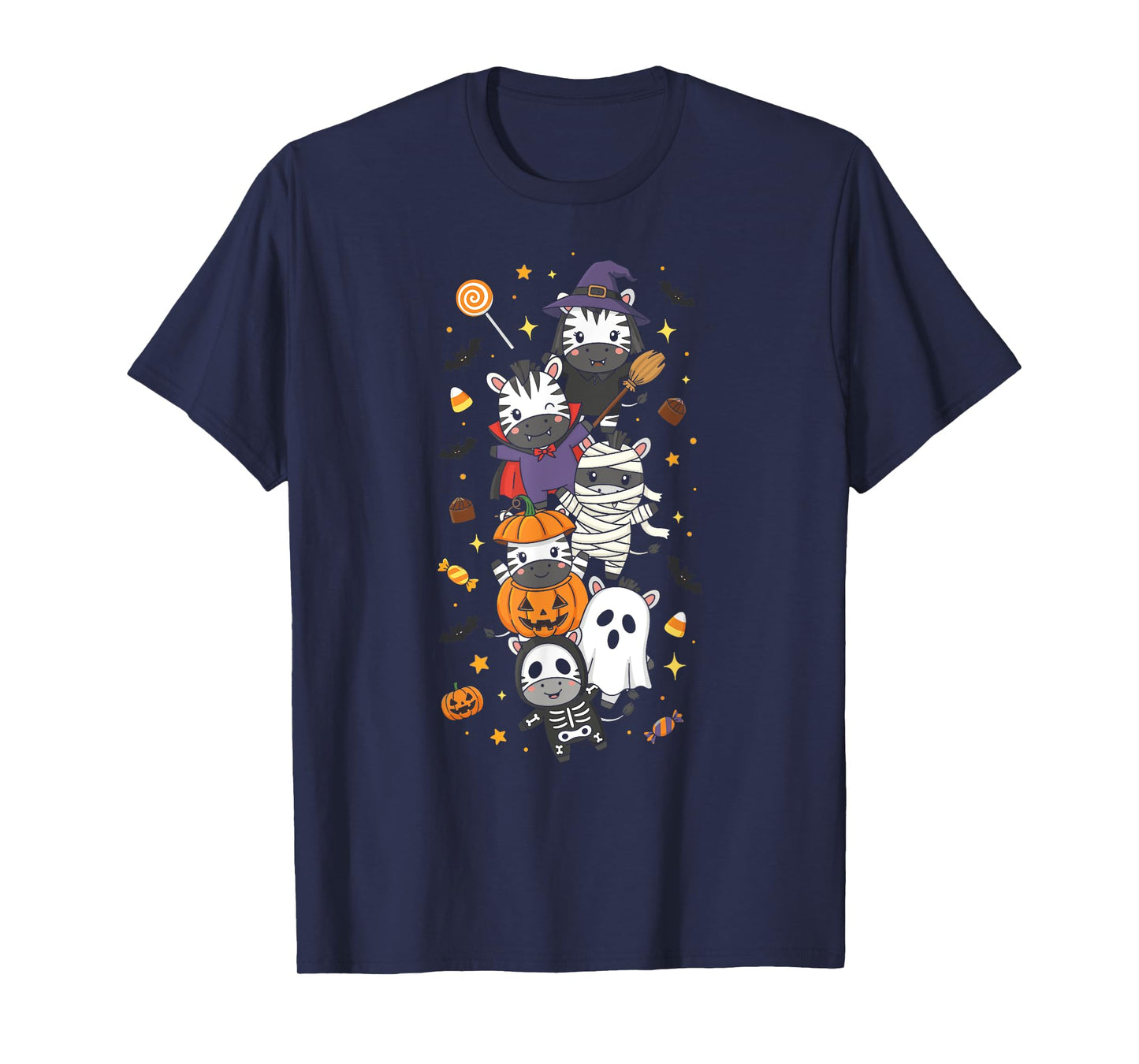 Funny Zebra Witch Vampire Ghost Halloween Kids Mens Womens T-Shirt