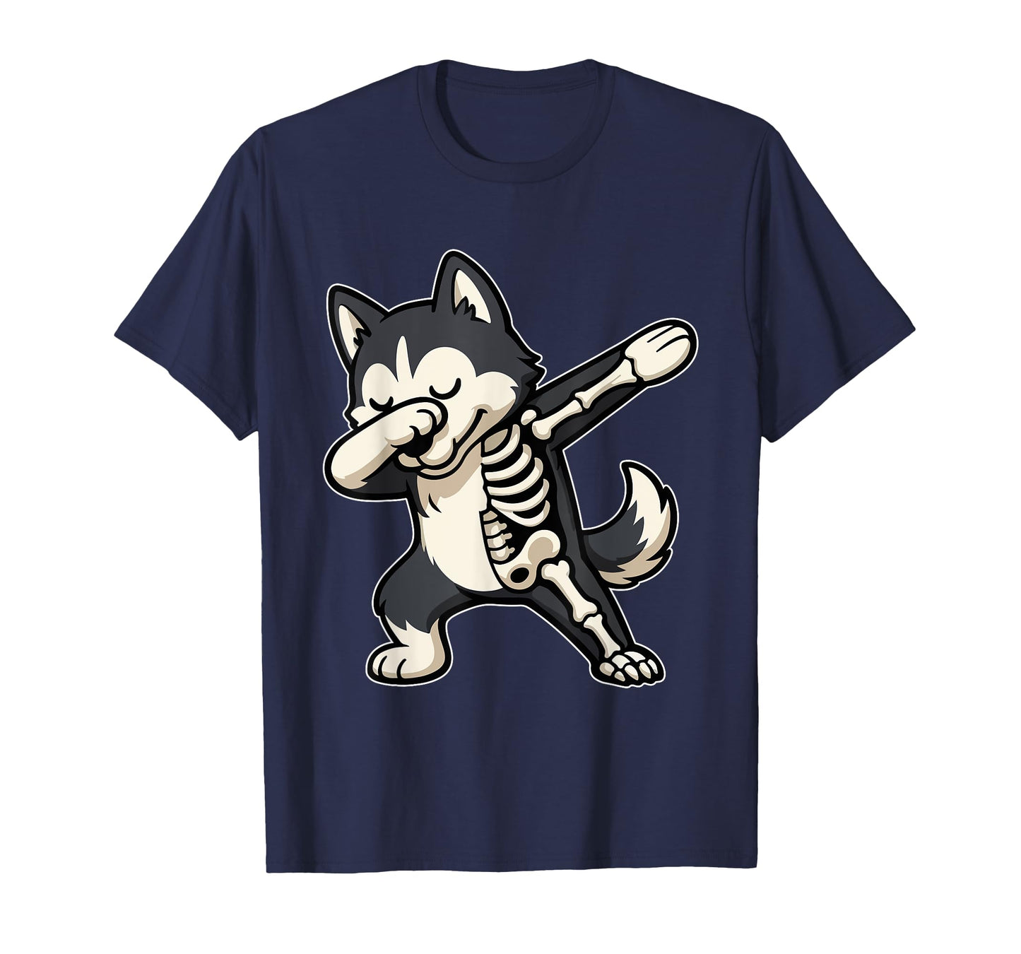 Dabbing Husky Half Skeleton Halloween Costume Owner Lover T-Shirt