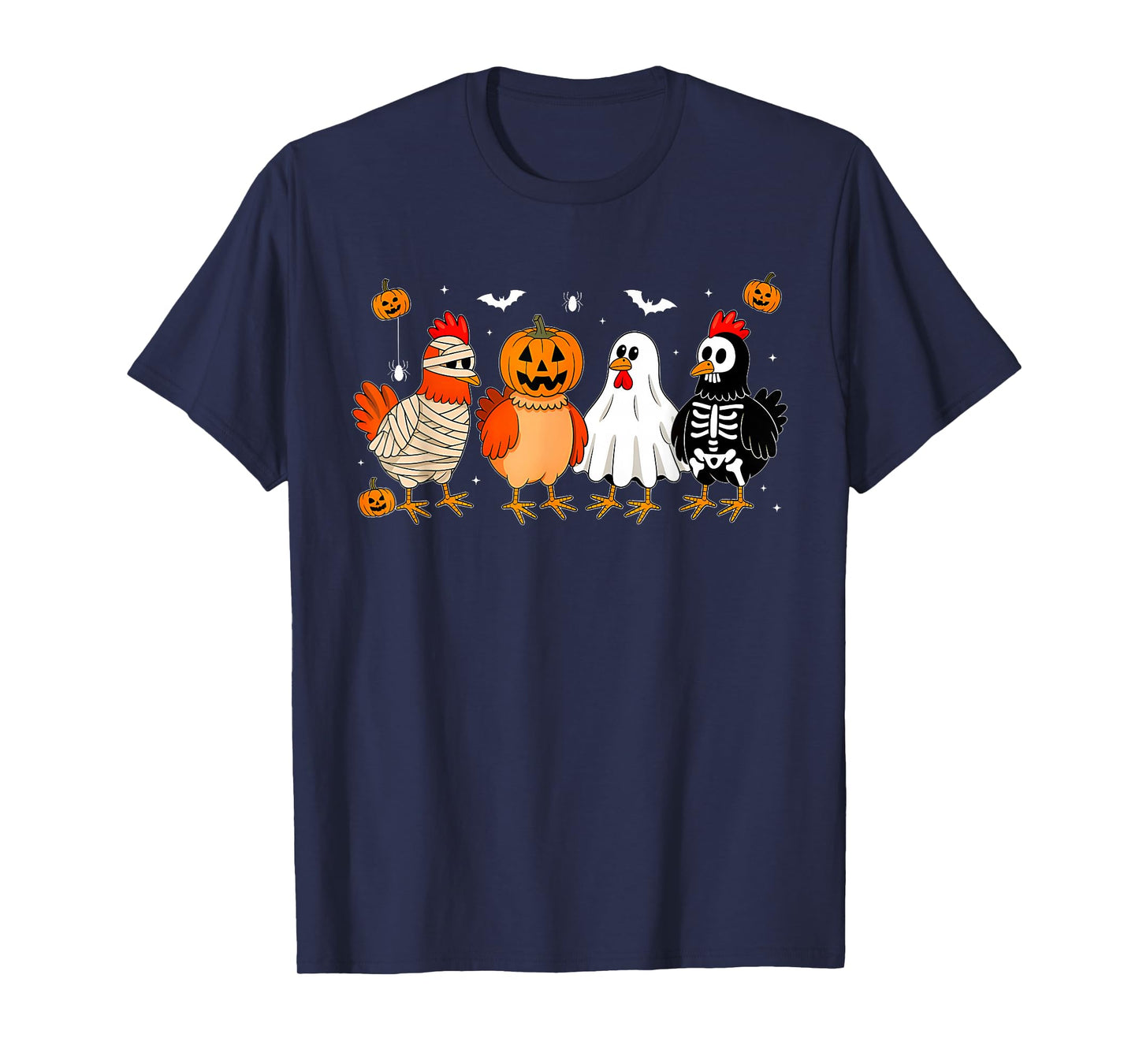 Funny Chicken Skeleton Ghost Pumpkin Halloween Chicken Lover T-Shirt