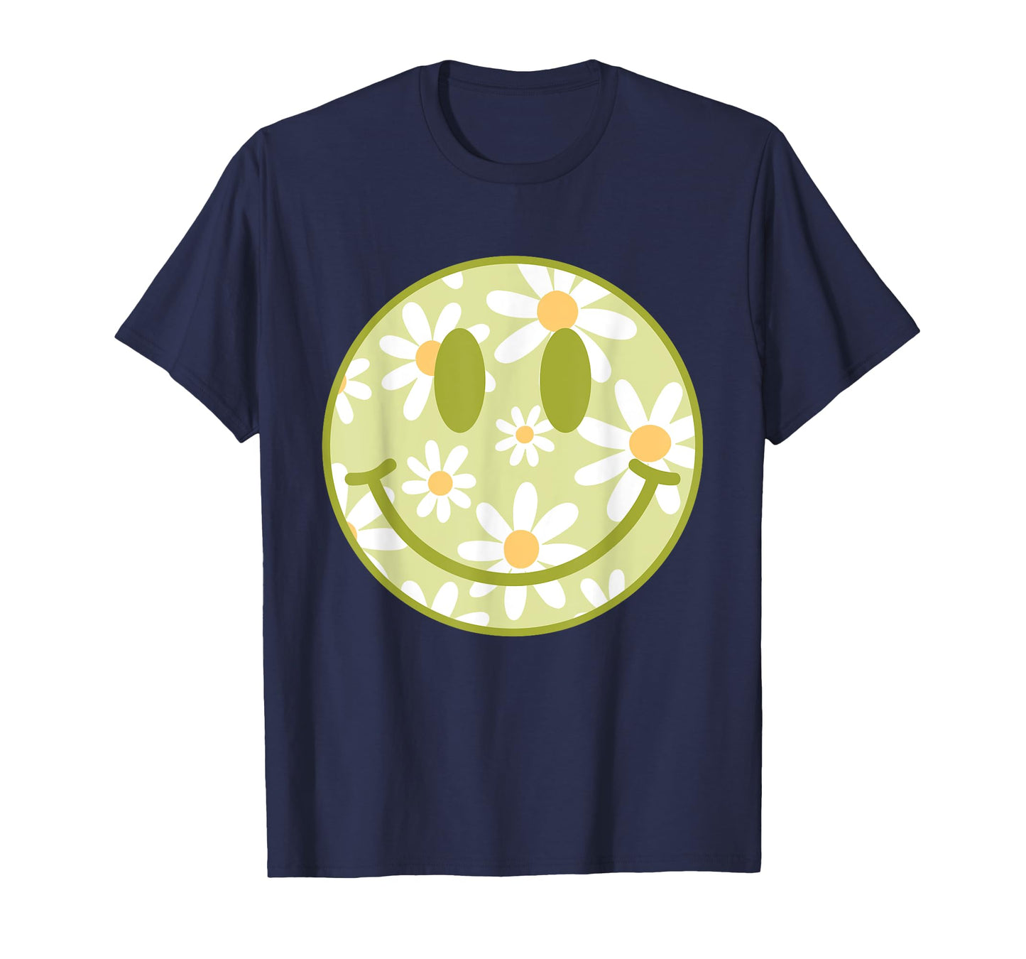 Retro Green Happy Face Checkered Pattern Smile Face Trendy T-Shirt
