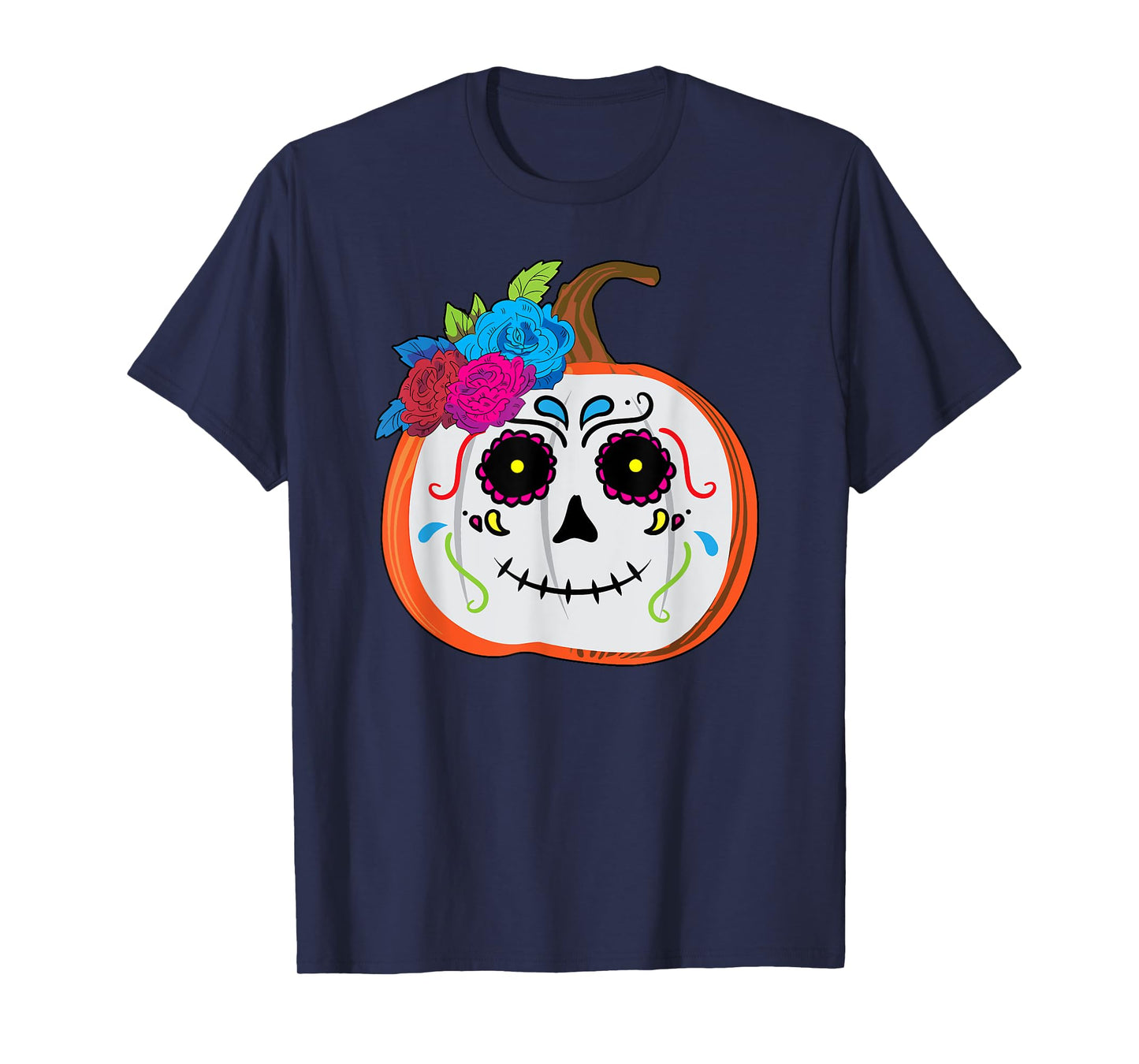 Dia De Los Muertos Toddler Girl Women Mexican Pumpkin Skull T-Shirt