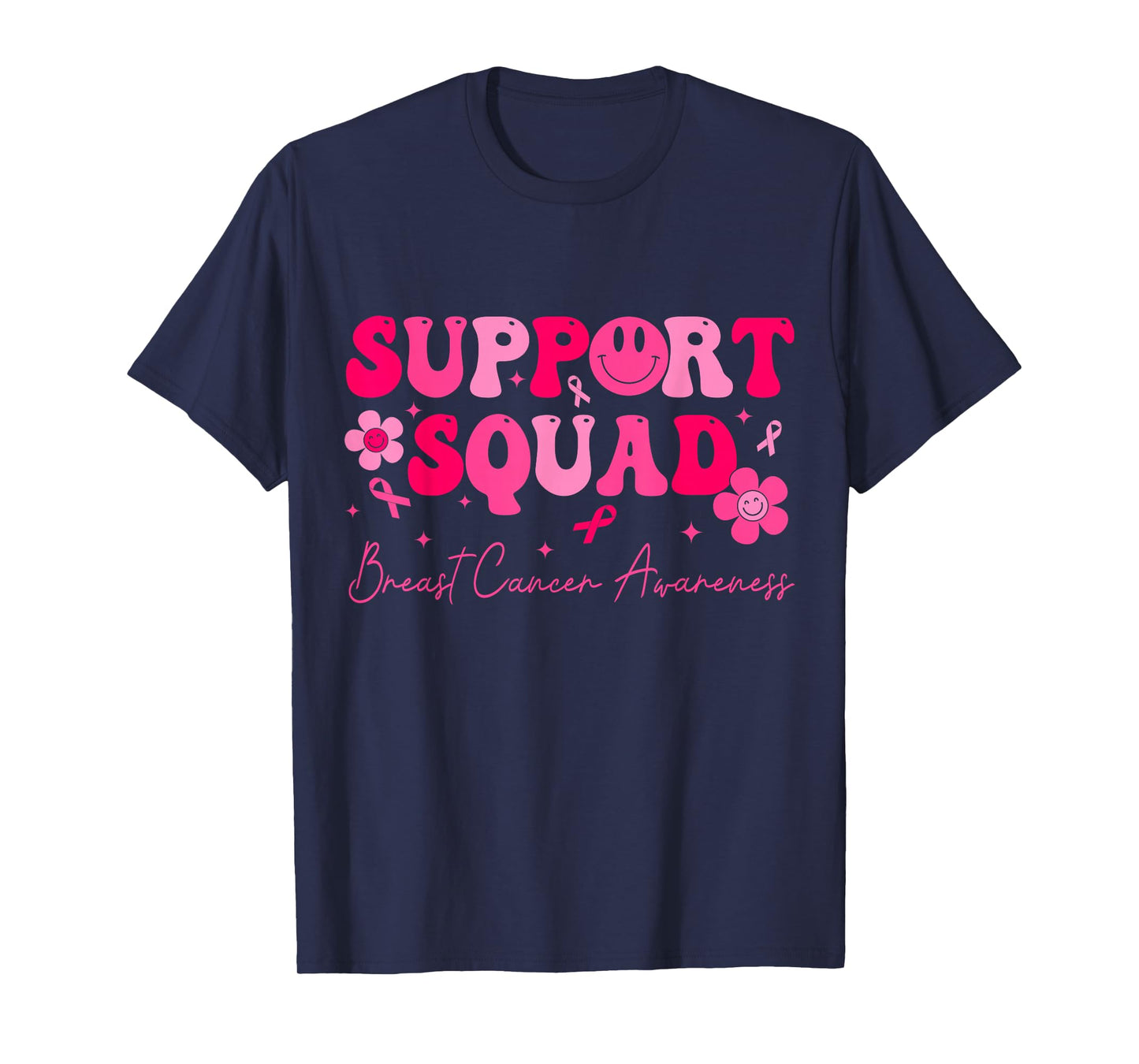 Retro Groovy Support Squad Breast Cancer Awareness T-Shirt