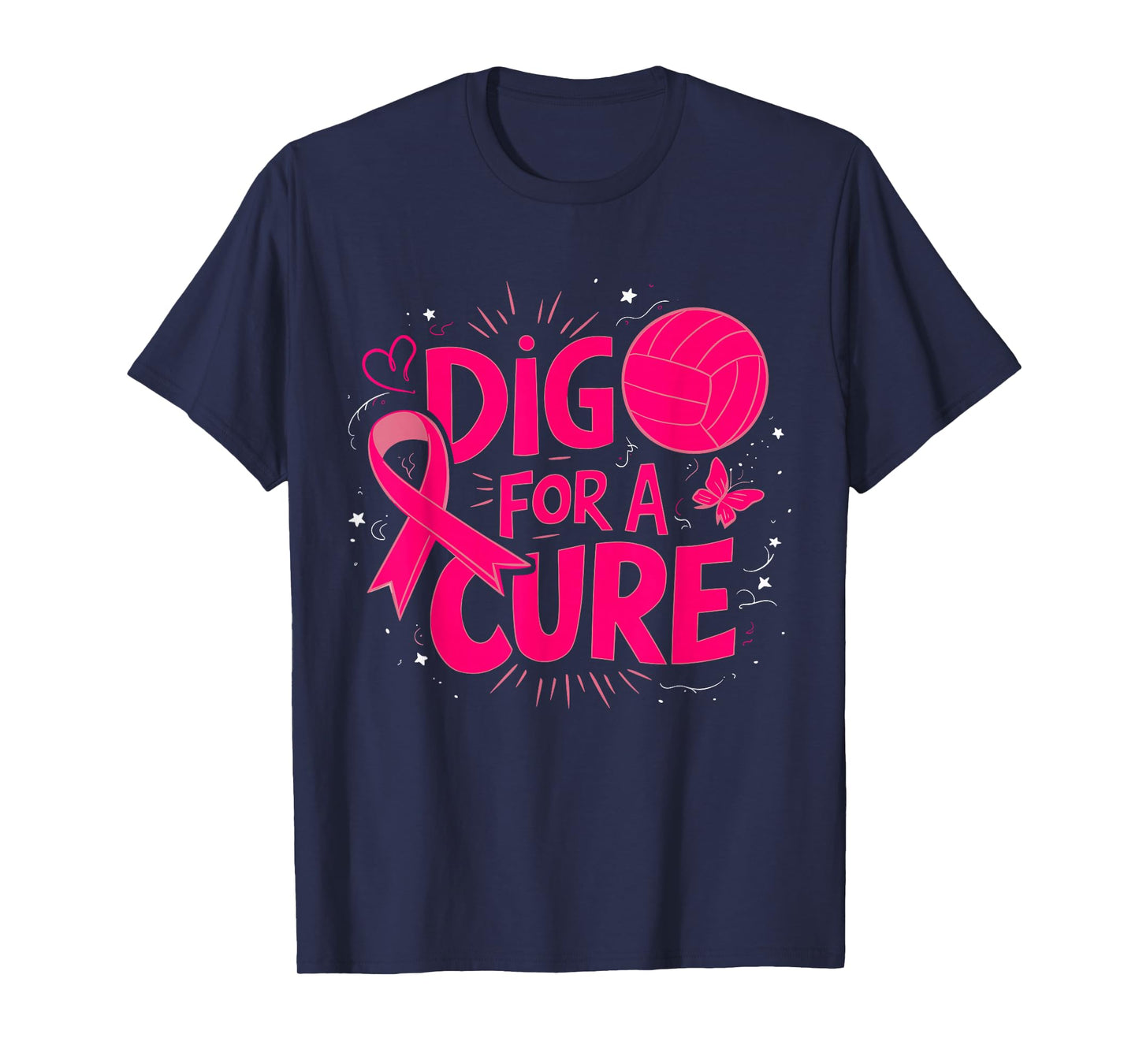 Dig For A Cure Breast Cancer Awareness Volleyball Pink T-Shirt