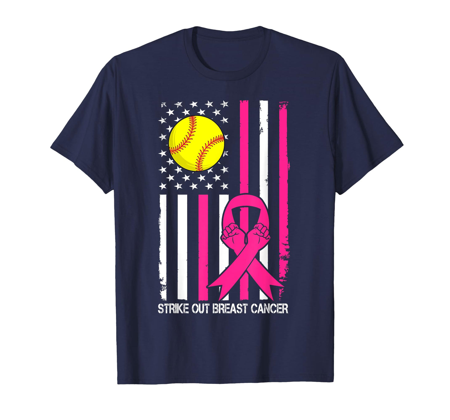 Strike Out Breast Cancer Softball Fight Awareness Men Women T-Shirt