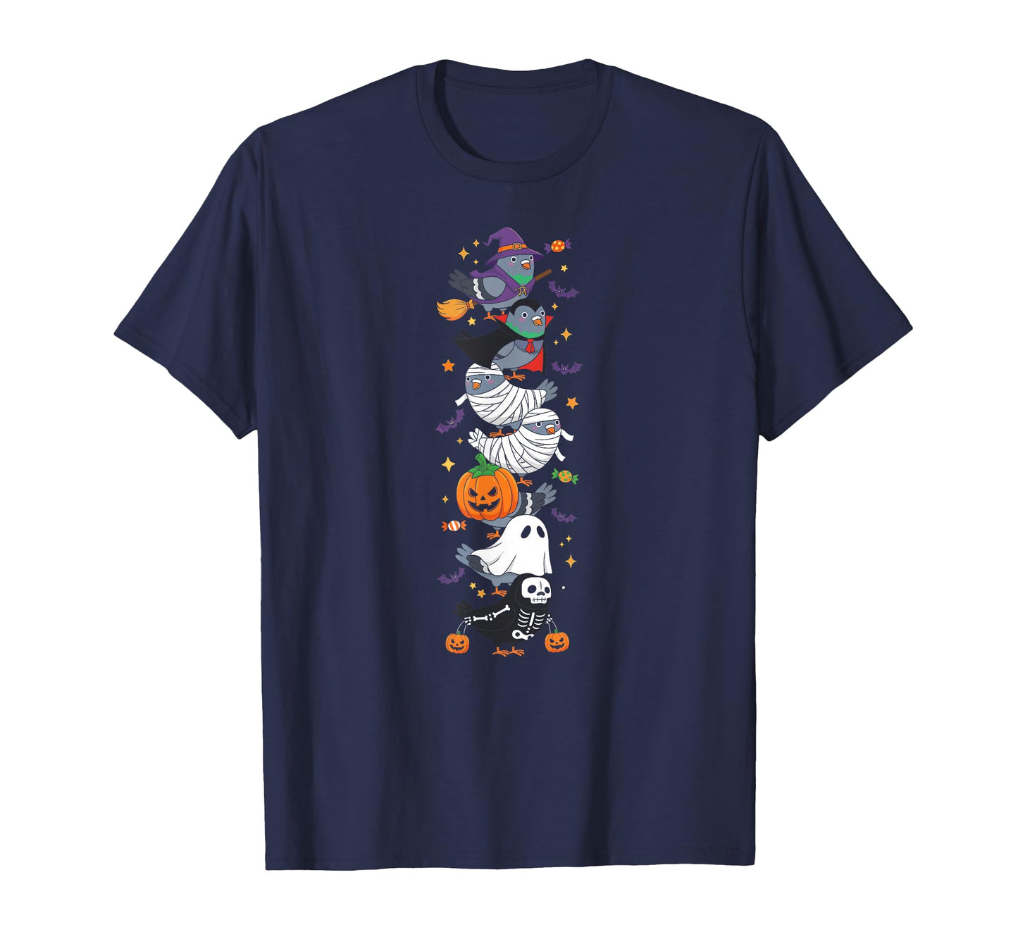 Funny Pigeon Witch Vampire Ghost Halloween Kids Mens Womens T-Shirt