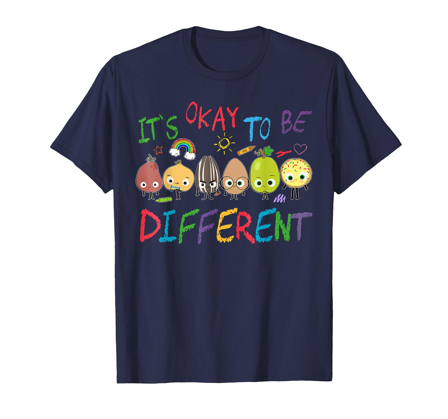 Funny It's Ok to Be Different Apple Teacher Autism Awareness T-Shirt