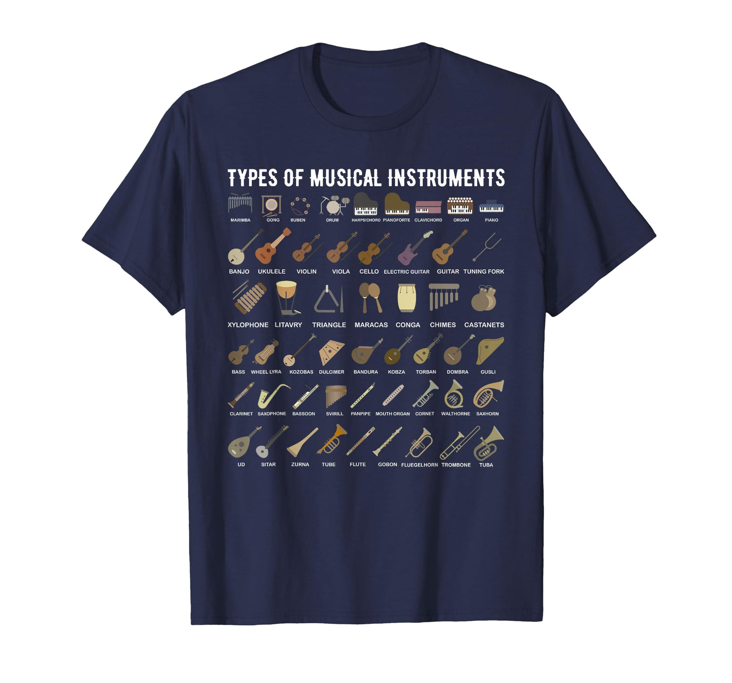 Types of Musical Instruments Shirt For Band Class T-Shirt