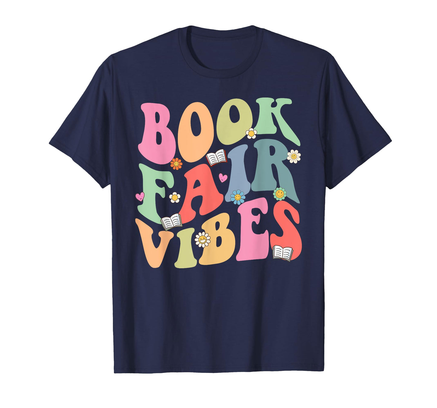 Library Book Fair Vibe Groovy Retro School Reading Nostalgic T-Shirt