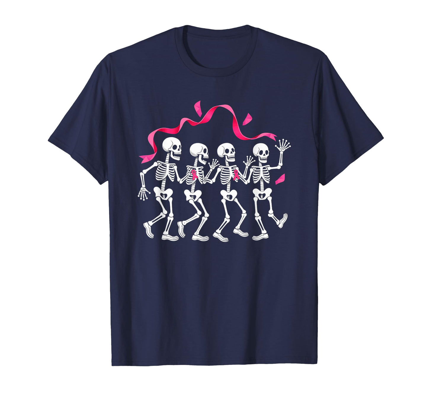 Breast Cancer Awareness Skeleton Dancing Halloween T-Shirt